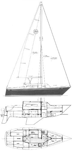 Blueprint of O'Day 272 LE sailboat, 1988 model.