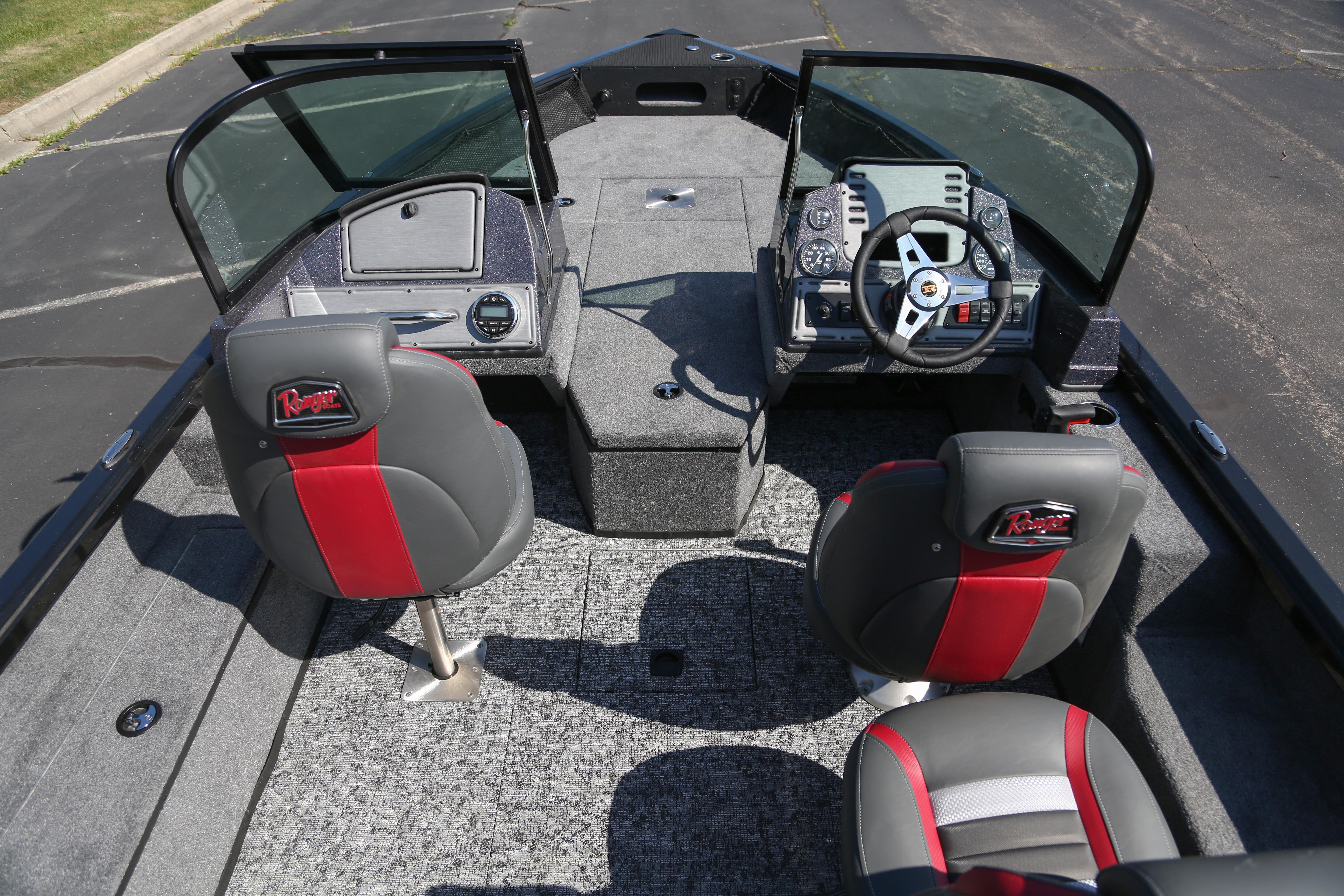 2026 Ranger VS1682SC Angler boat interior with dual seats and modern dashboard.