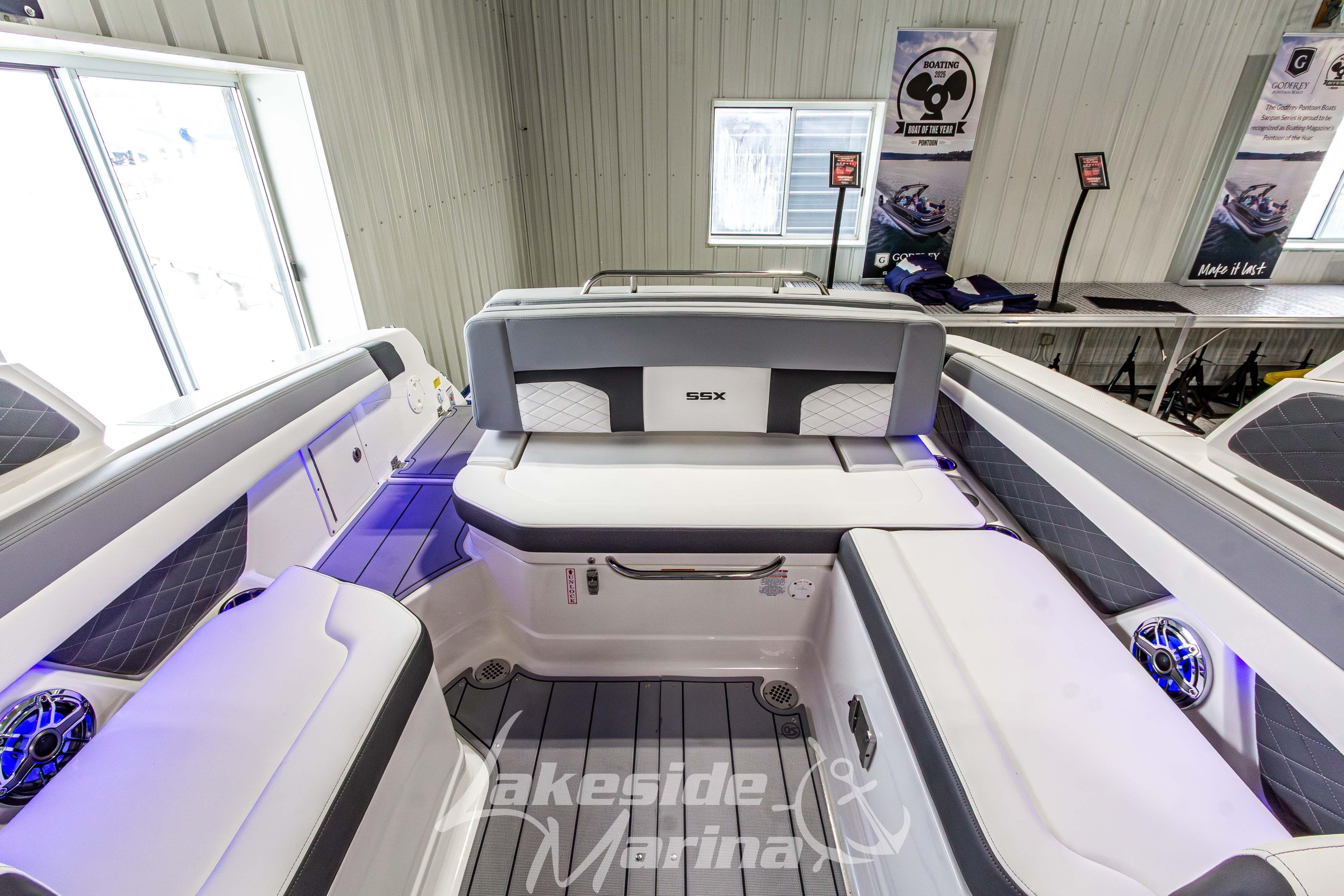 2026 Chaparral SSX 6 boat interior with luxurious seating and modern design.