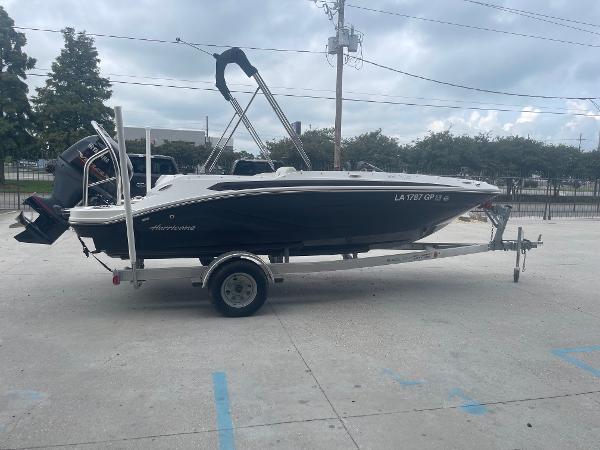 2022 Hurricane SS185 OB boat on trailer in parking lot.