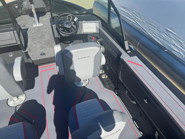 2025 Alumacraft Trophy 185X SC Rotax S boat interior with modern seating and steering console.