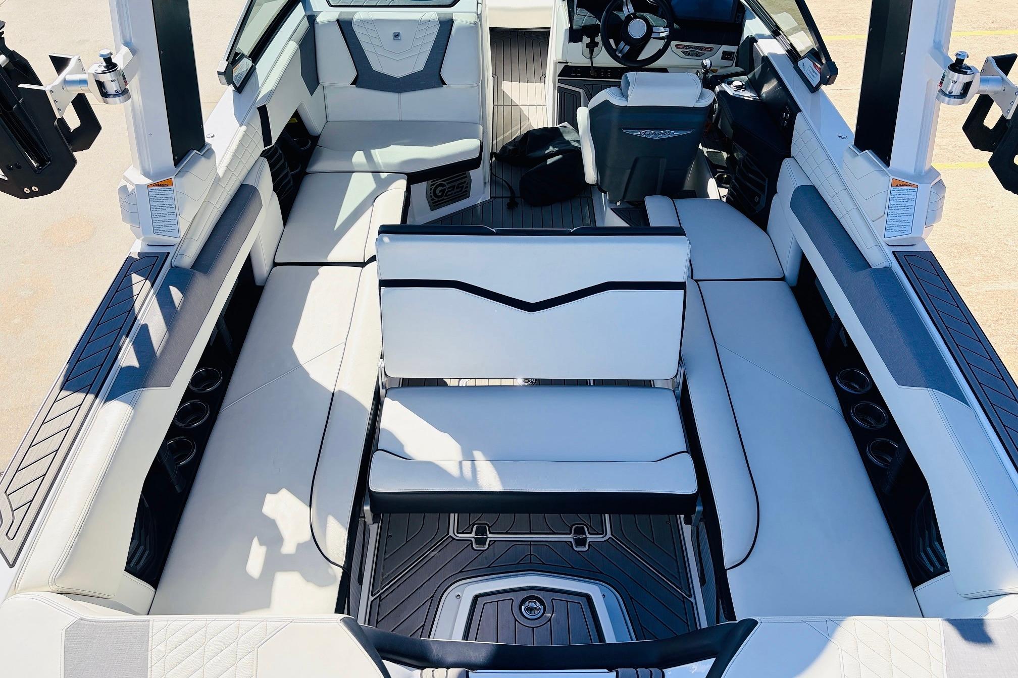 2023 Nautique Super Air Nautique G25 interior with luxurious seating and modern design.