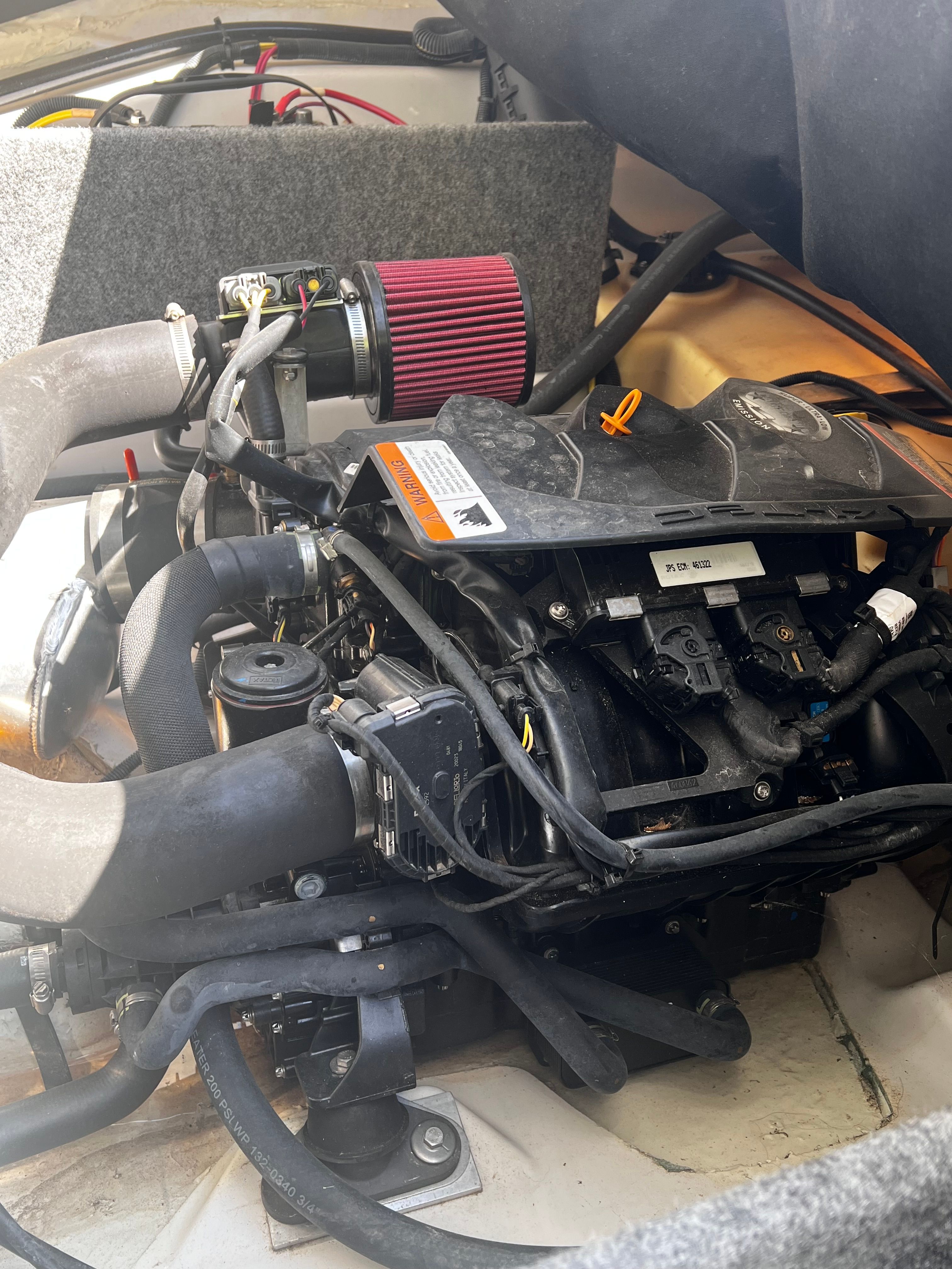 Engine of a 2019 Scarab 165 G boat.