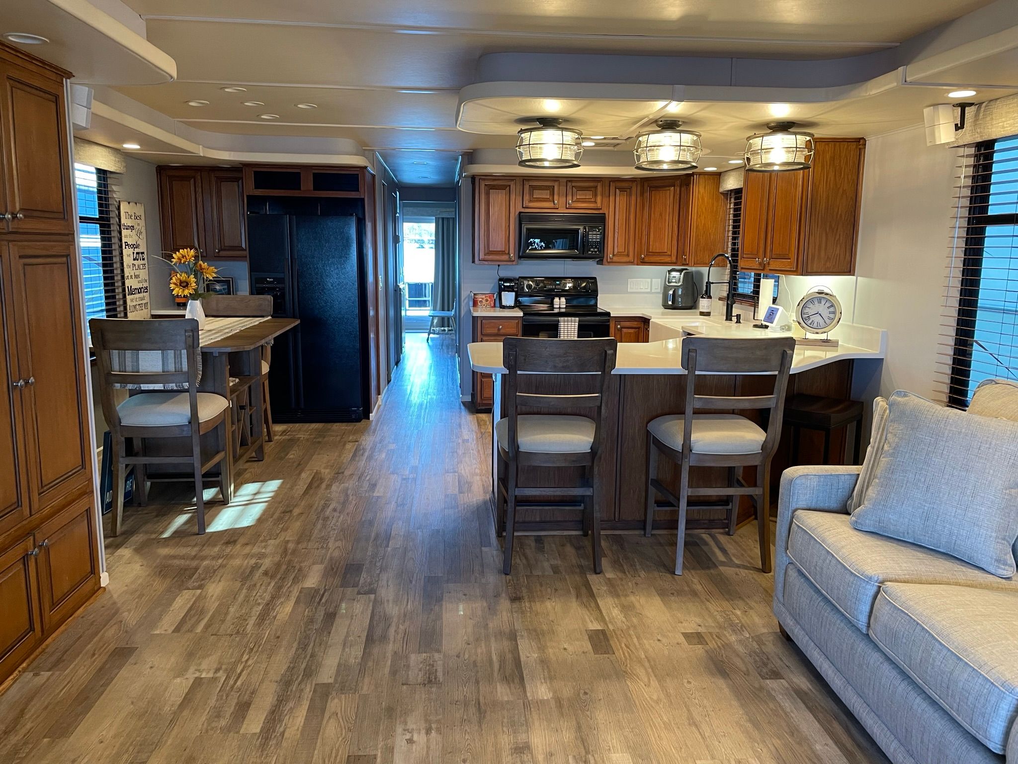 Interior of a 2001 Sumerset houseboat featuring a modern kitchen.