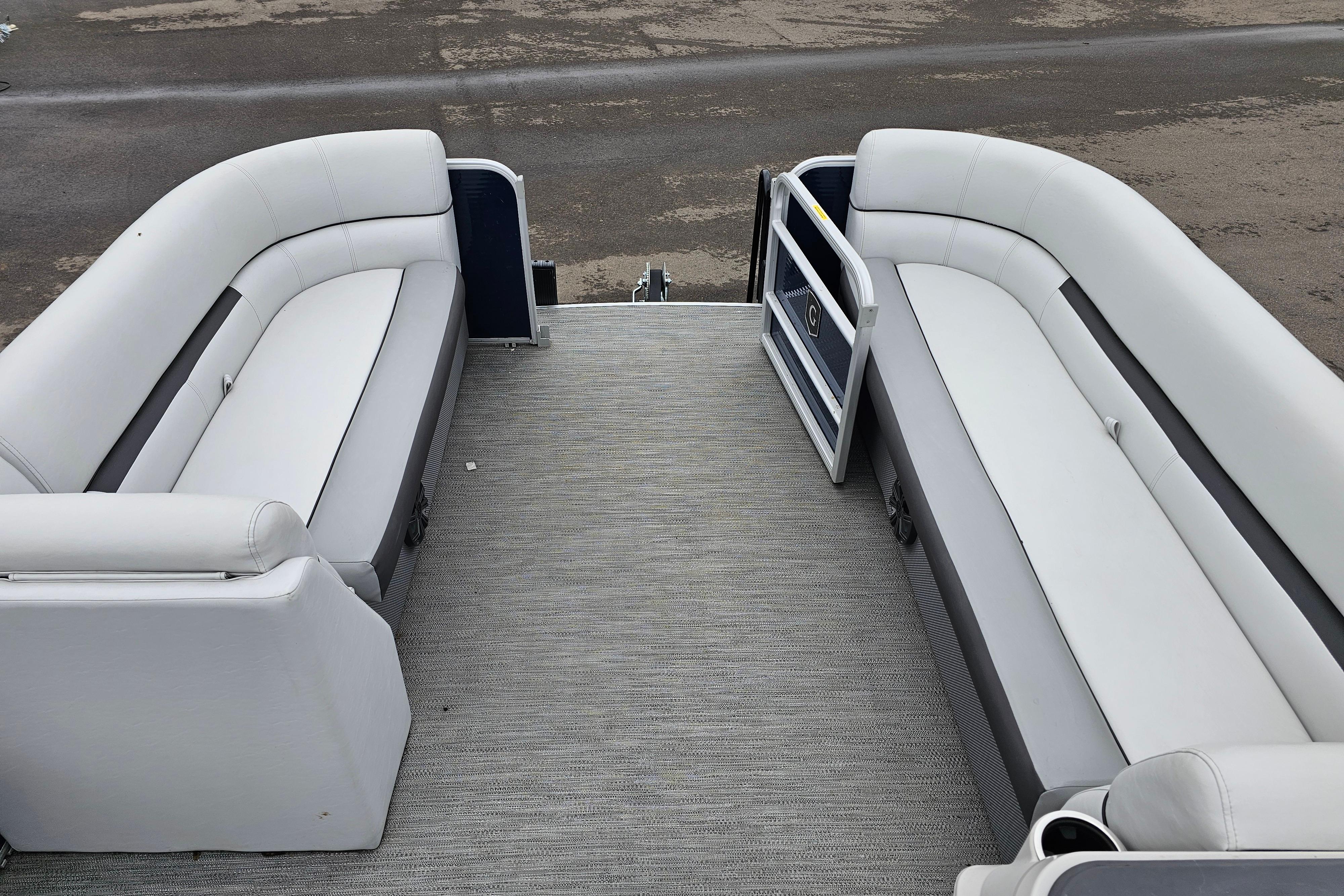 2022 Sweetwater 2286 SFL pontoon boat interior with spacious seating and modern design.