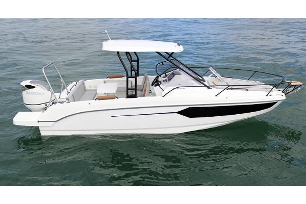 Manufacturer Provided Image: 2026 Beneteau Flyer 8 SUNdeck boat on calm water, featuring sleek design and modern amenities.