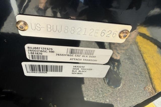 Hull identification number on 2026 Tracker Super Guide V-16 SC boat.