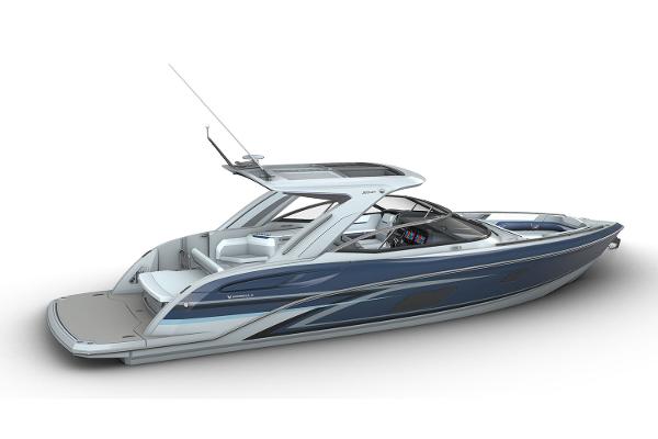 Manufacturer Provided Image: 2026 Formula 360 Crossover Bowrider I/O, sleek design, luxury boat, side view.