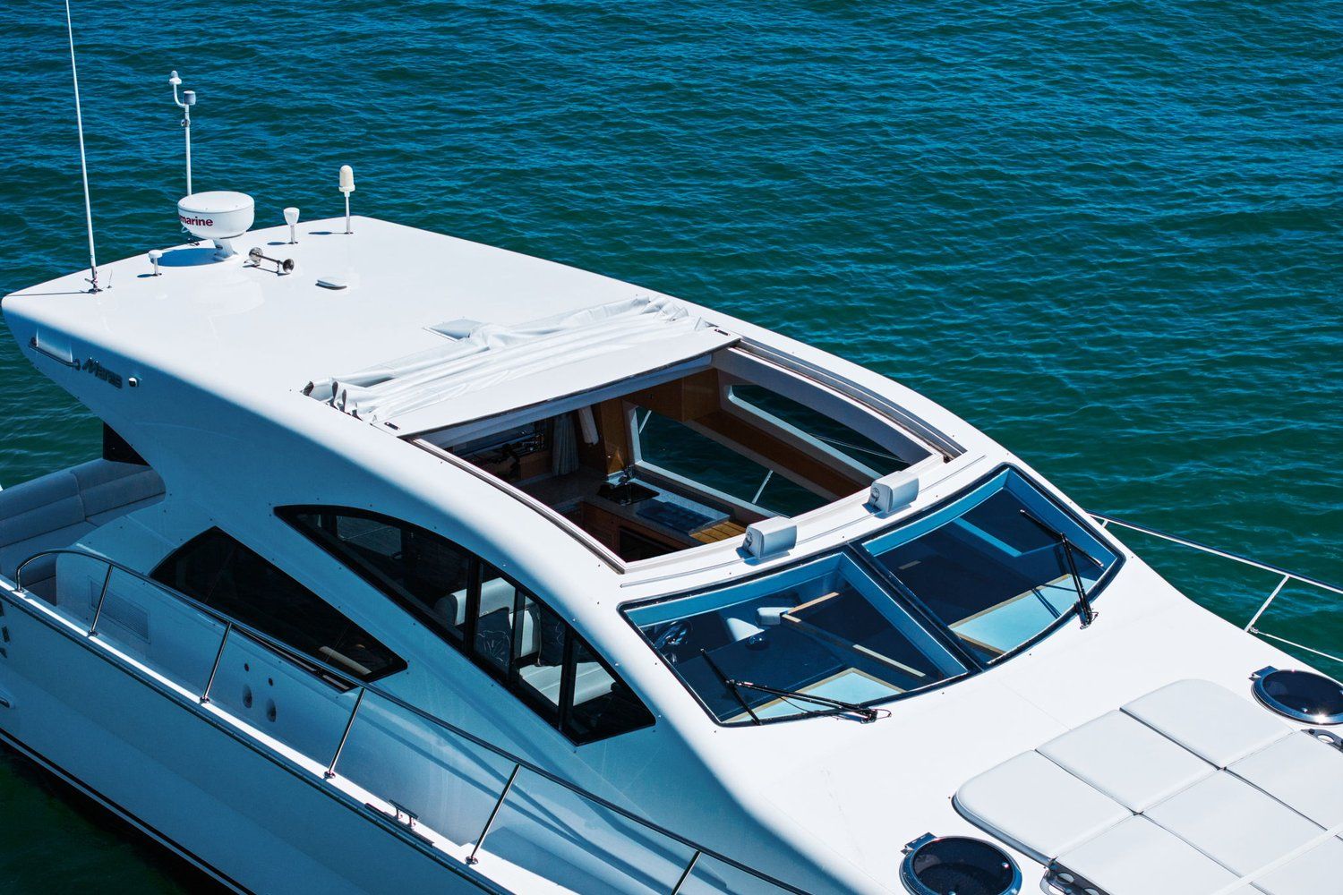 2018 Mym/Mares 47 Outboard Express Catamaran on the water.