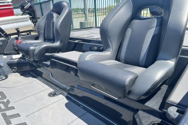 2026 Nitro Z20 XL boat interior with sleek black and gray seating.
