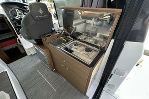 Interior of Jeanneau NC 895 yacht kitchen, 2021 model.