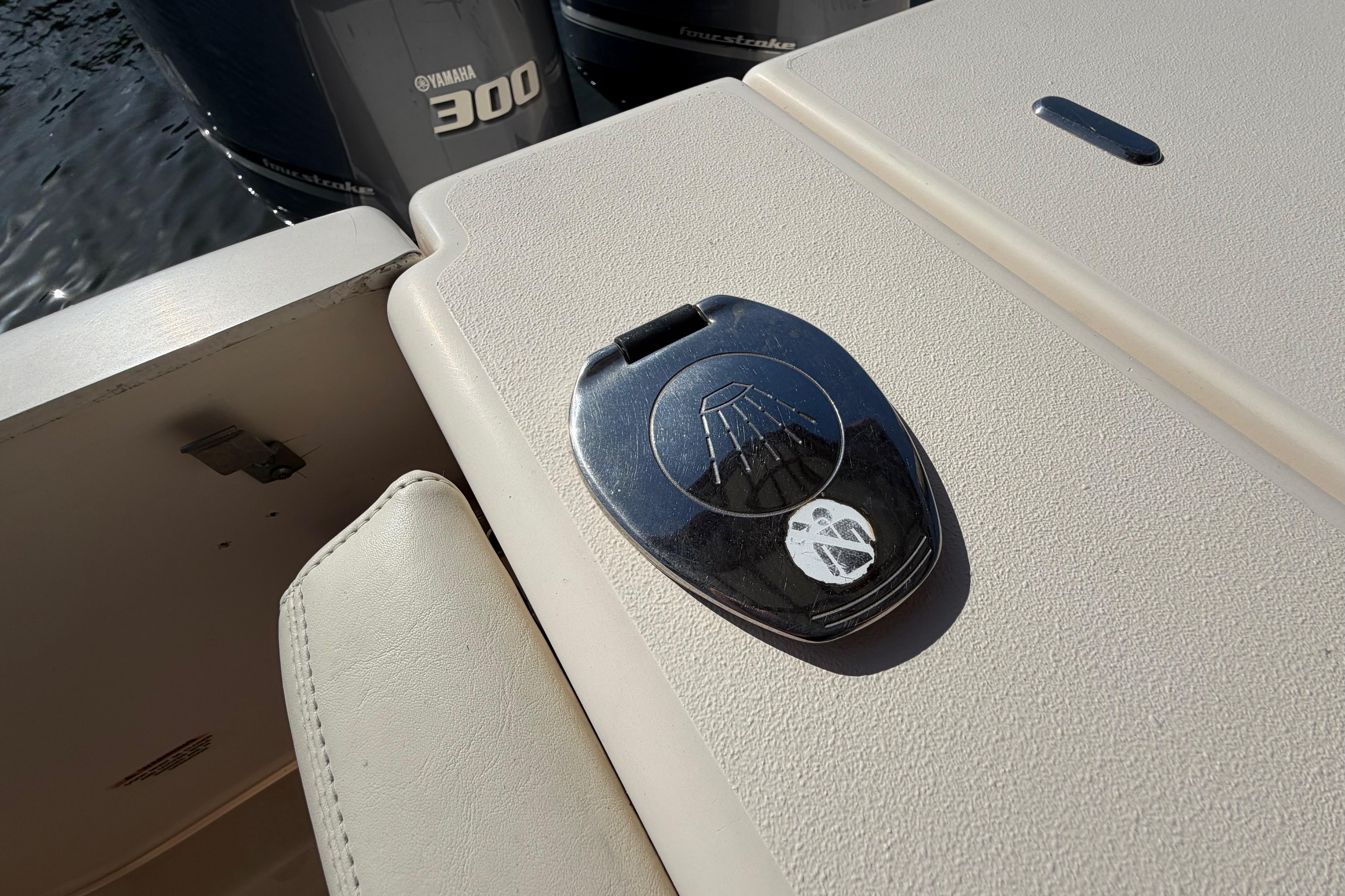 2018 Grady-White Canyon 306 boat detail with Yamaha 300 engine visible.