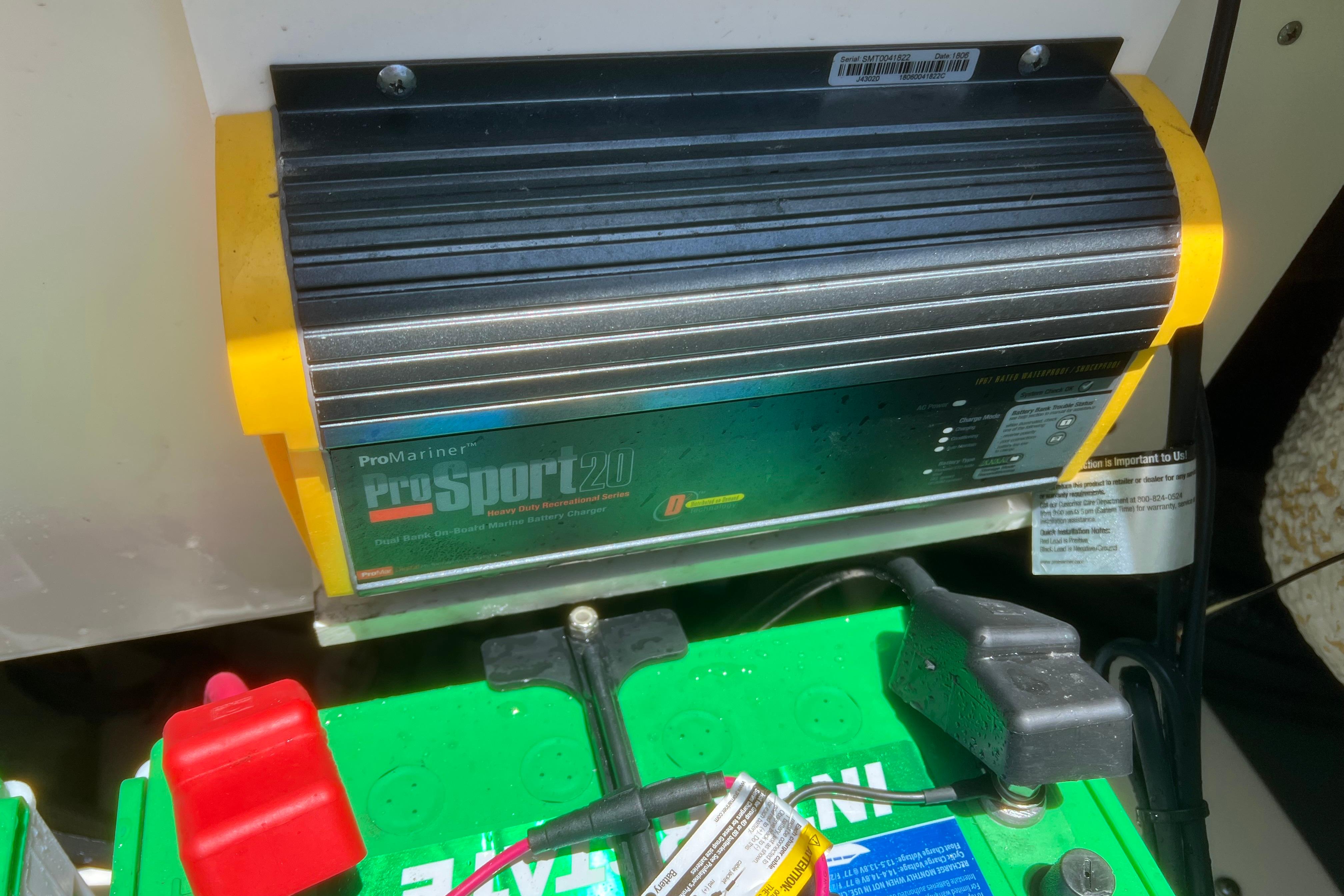 ProMariner ProSport 20 battery charger in a 2018 Cobia 201 Center Console boat.