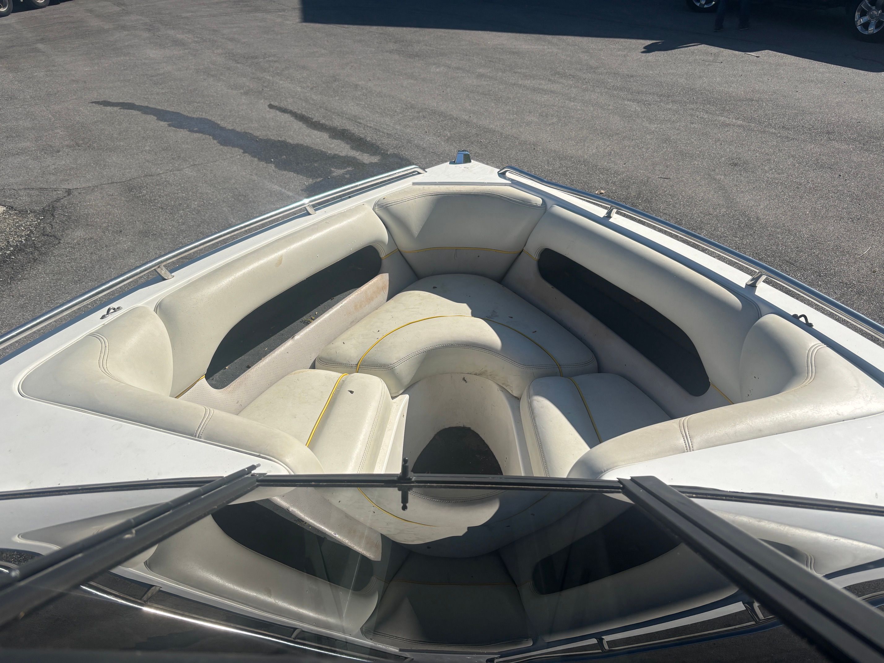 Interior of a 2000 Malibu Wakesetter VLX boat.
