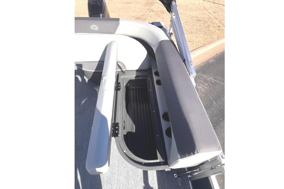 2026 Sun Tracker Bass Buggy 16 XL Select seat with storage compartment.