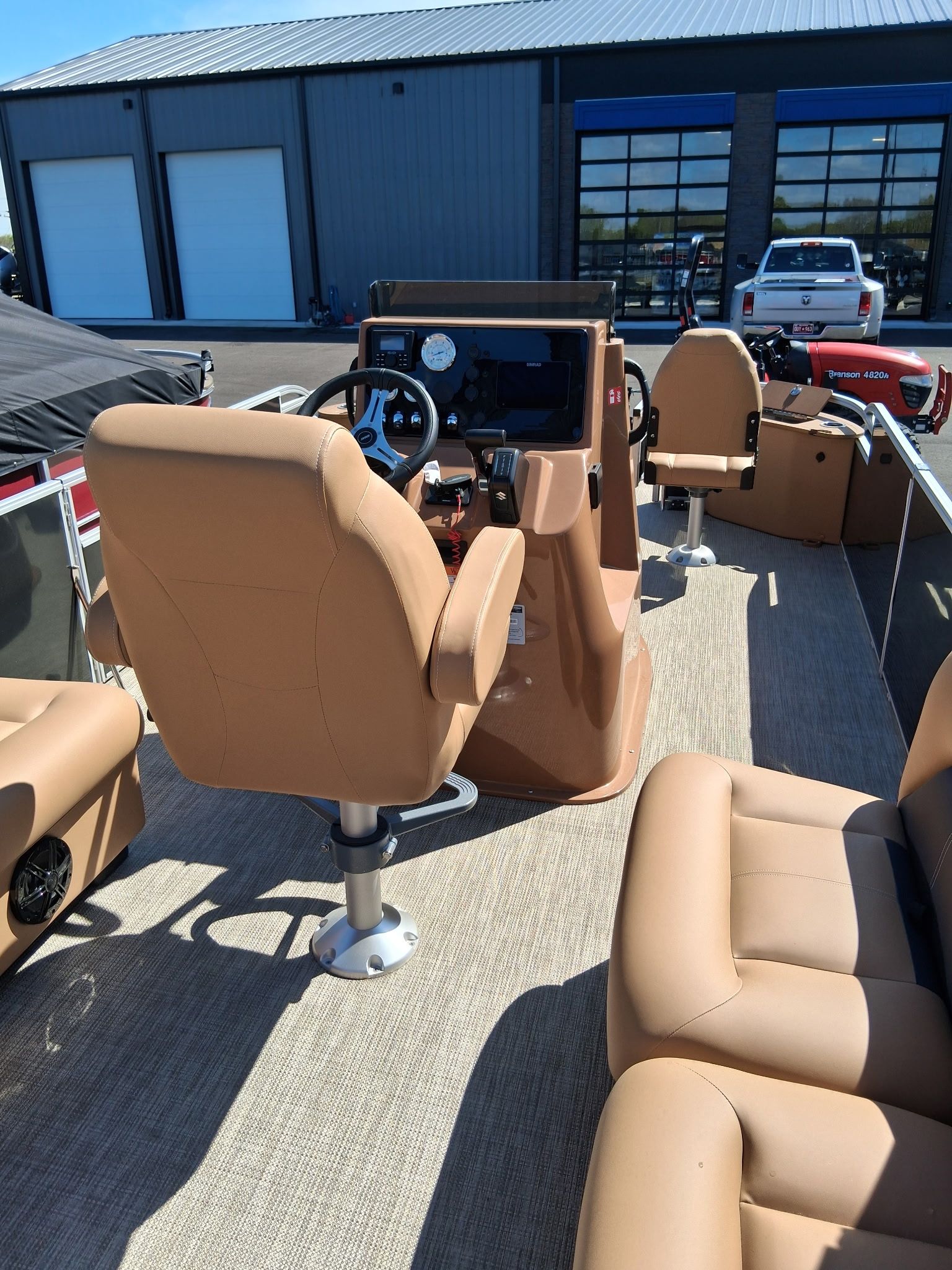 Interior view of 2026 Landau Alure 23CC Fish-Charcoal boat.