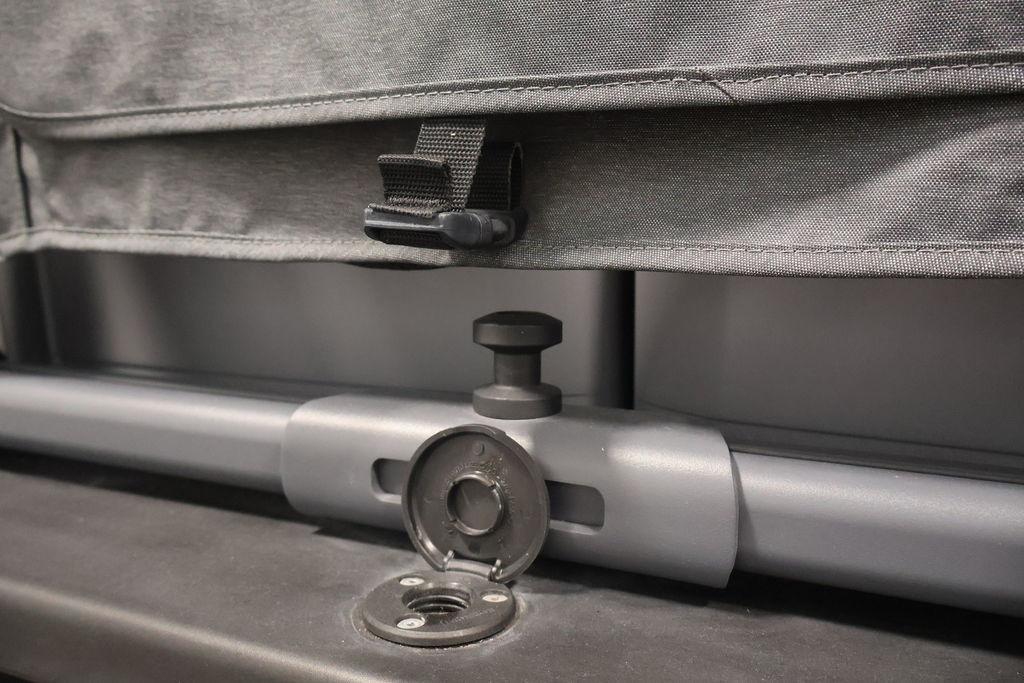 2023 Sea-Doo Switch Sport Compact detail showing adjustable rail and fabric attachment.