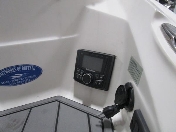 Control panel on a 2017 Larson 292 LXI boat interior.