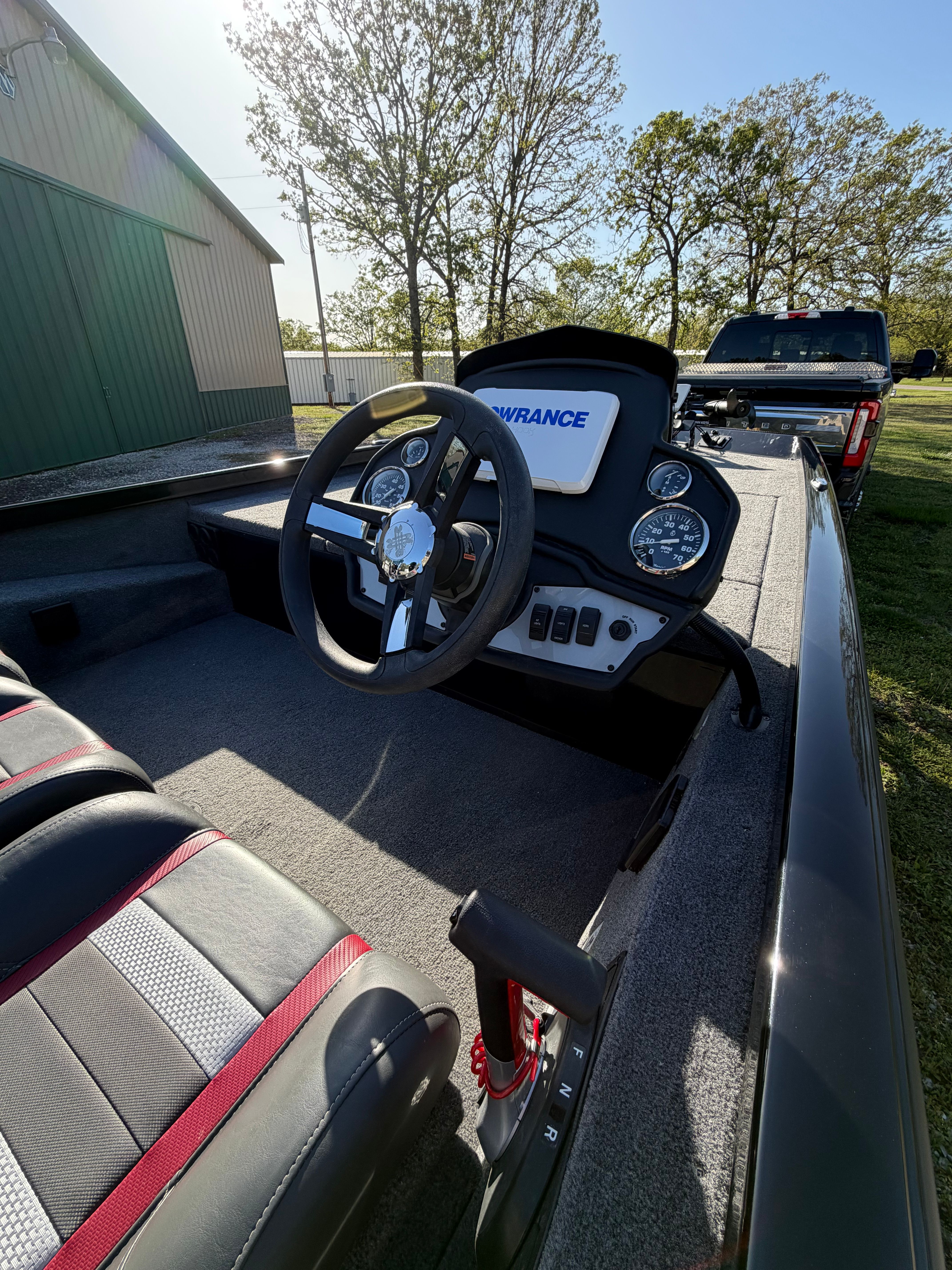 2024 Ranger RT188 boat cockpit with steering wheel and instruments.