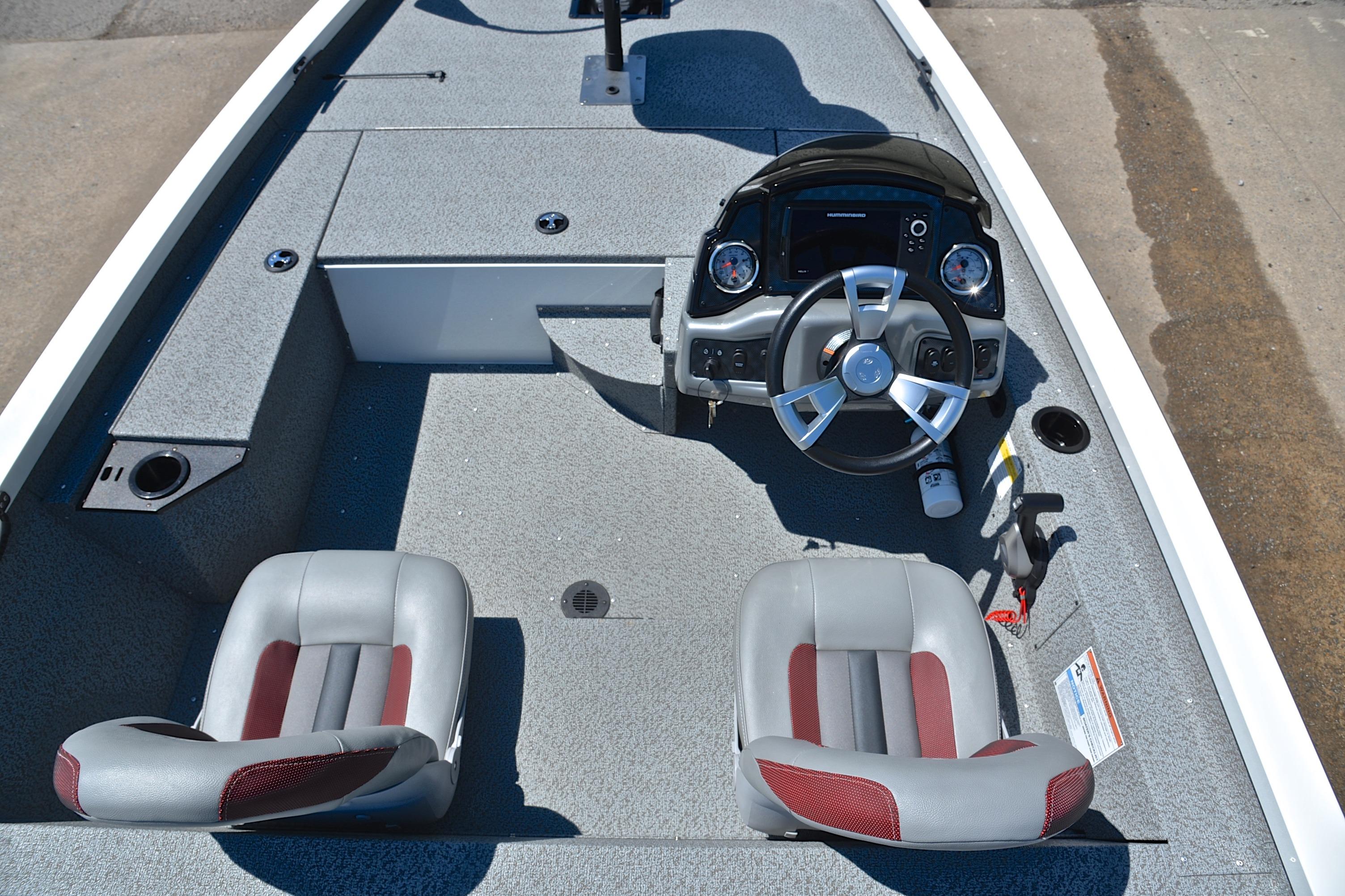 2023 G3 Sportsman 1610 boat interior with steering wheel and dual seats.