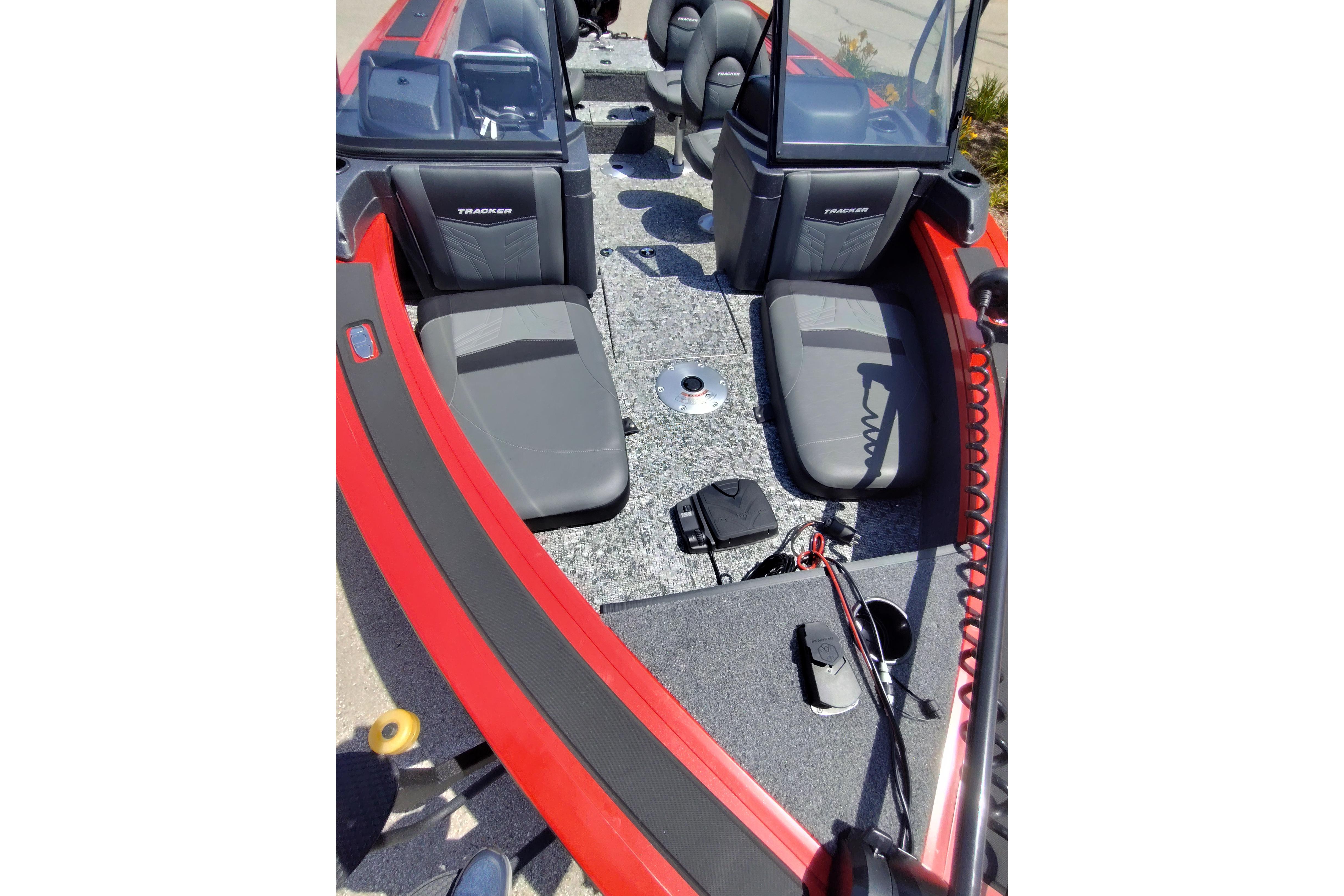 2026 Tracker Targa V-18 Combo boat interior with seating and equipment.