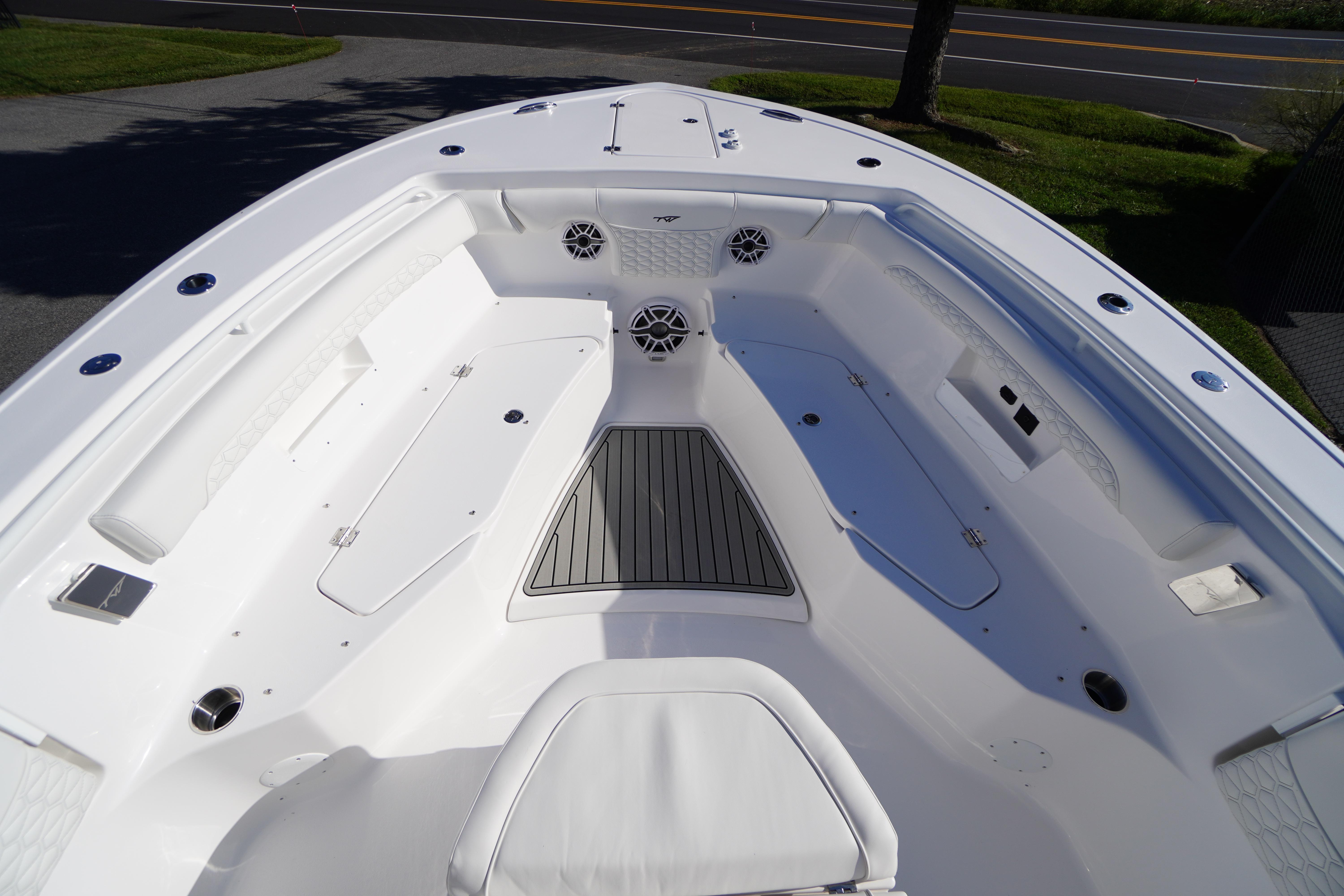 2026 Tidewater 272 LXF boat interior with spacious seating and modern design.