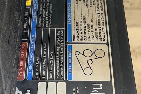 Label with specifications and belt routing diagram for 2024 Bracewell 25 model.