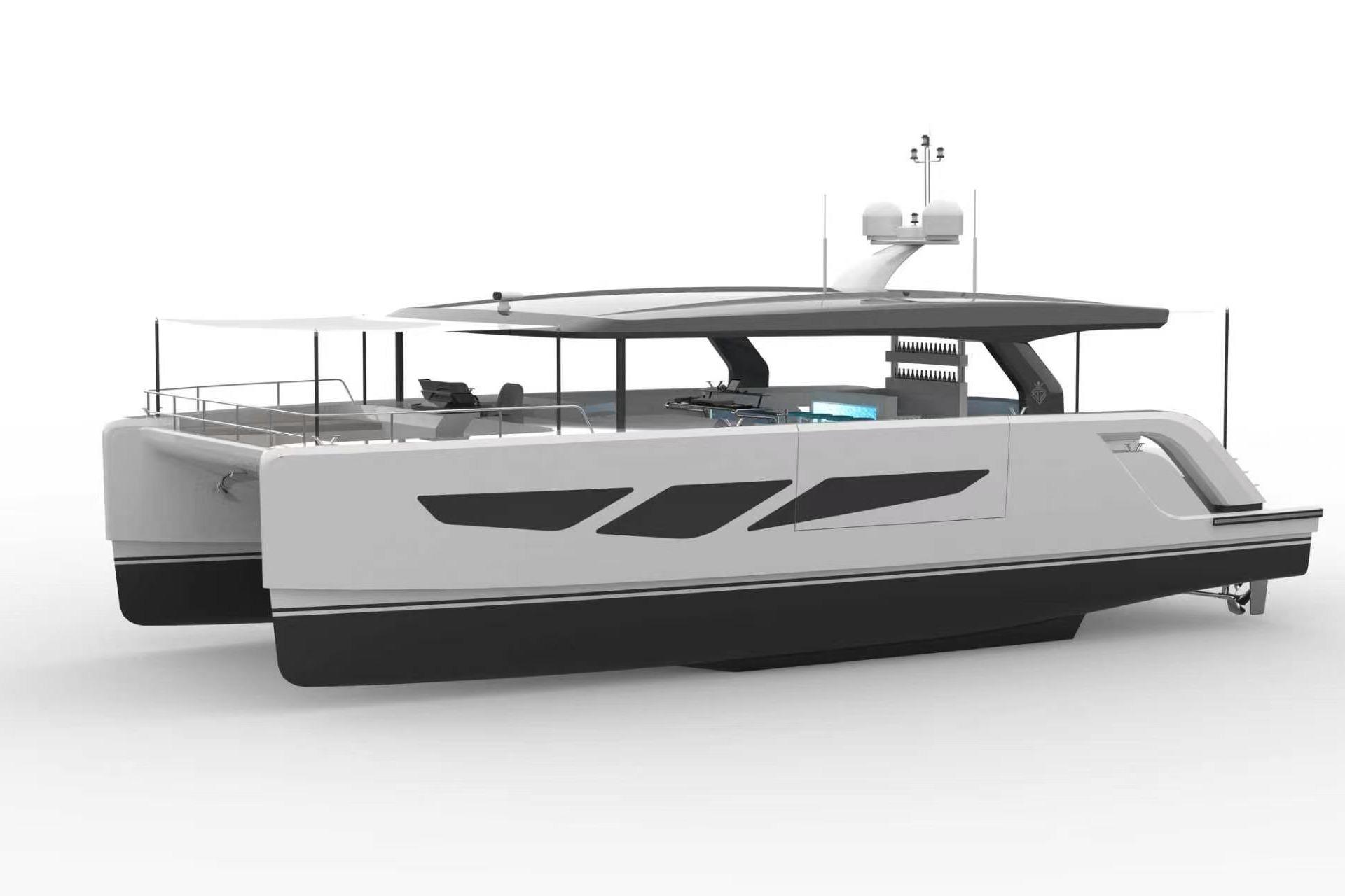 2026 Diamond Yachts P55 Power Catamaran, sleek design, modern luxury vessel.