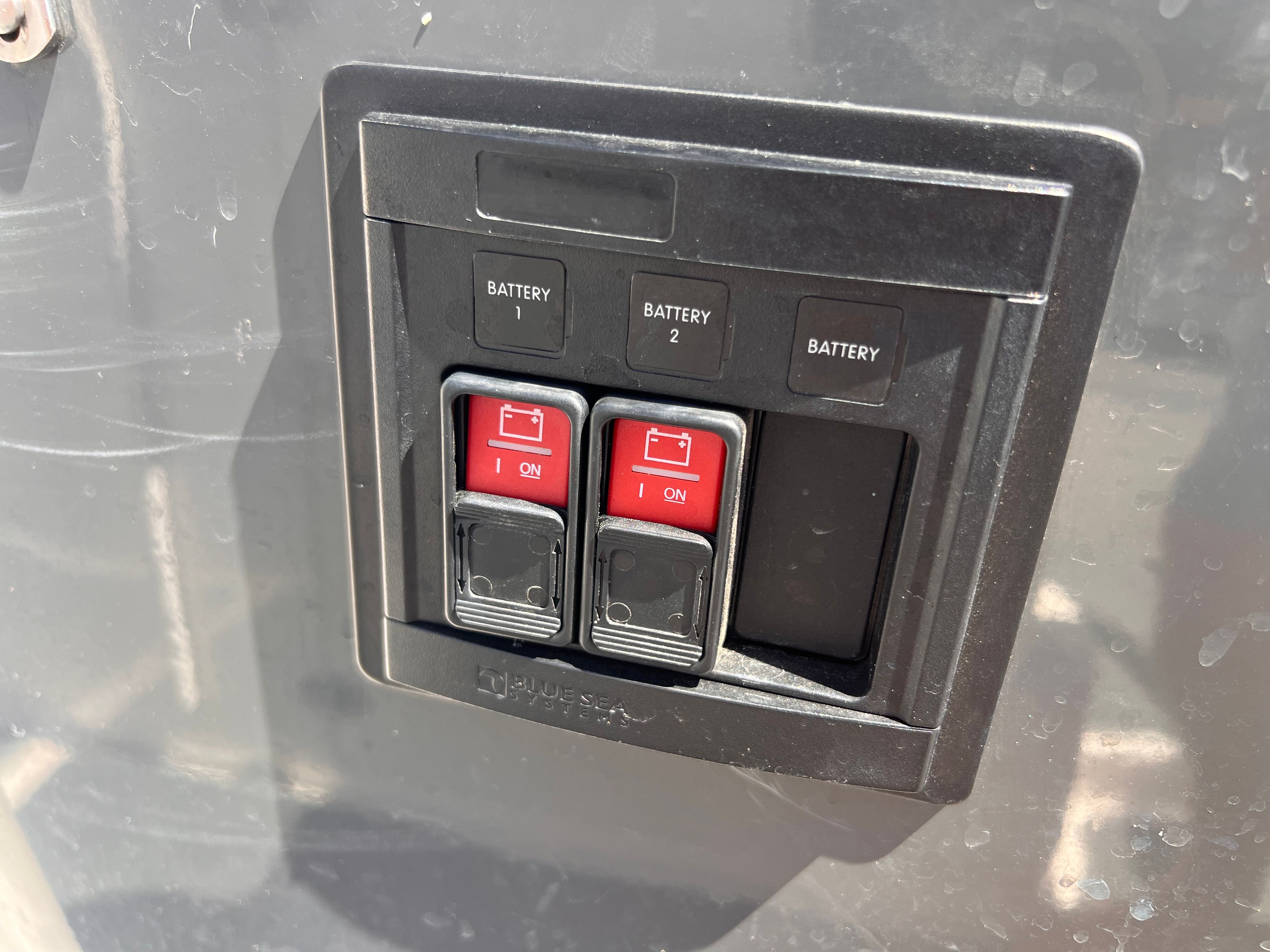 Battery switches on a 2011 Yamaha AR240 HO boat.