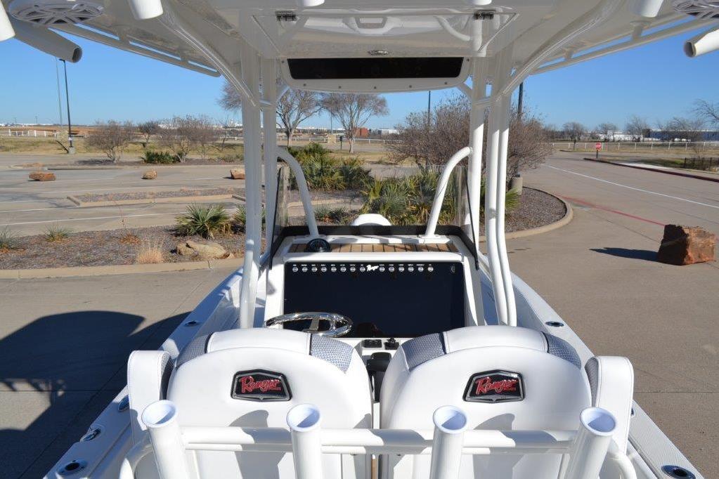 2025 Ranger 2360 Bay boat interior with dual seats and modern dashboard.