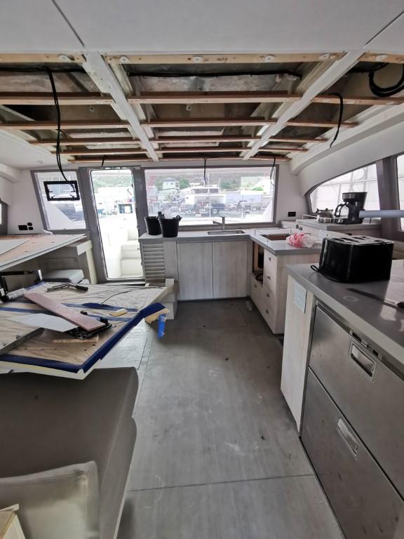 Interior of 2017 Leopard 43 Powercat under renovation