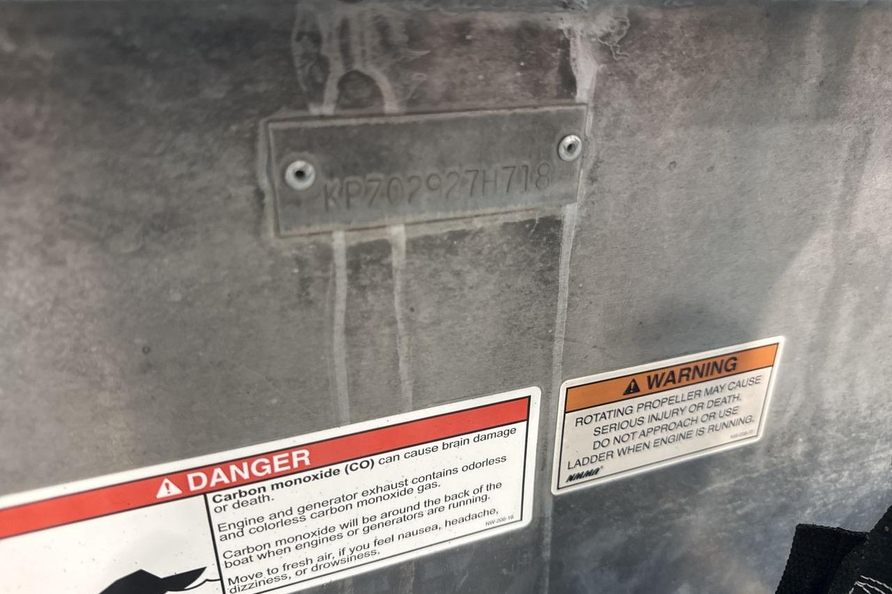 2018 Landau Alure 212 Fish warning labels and serial number plate.