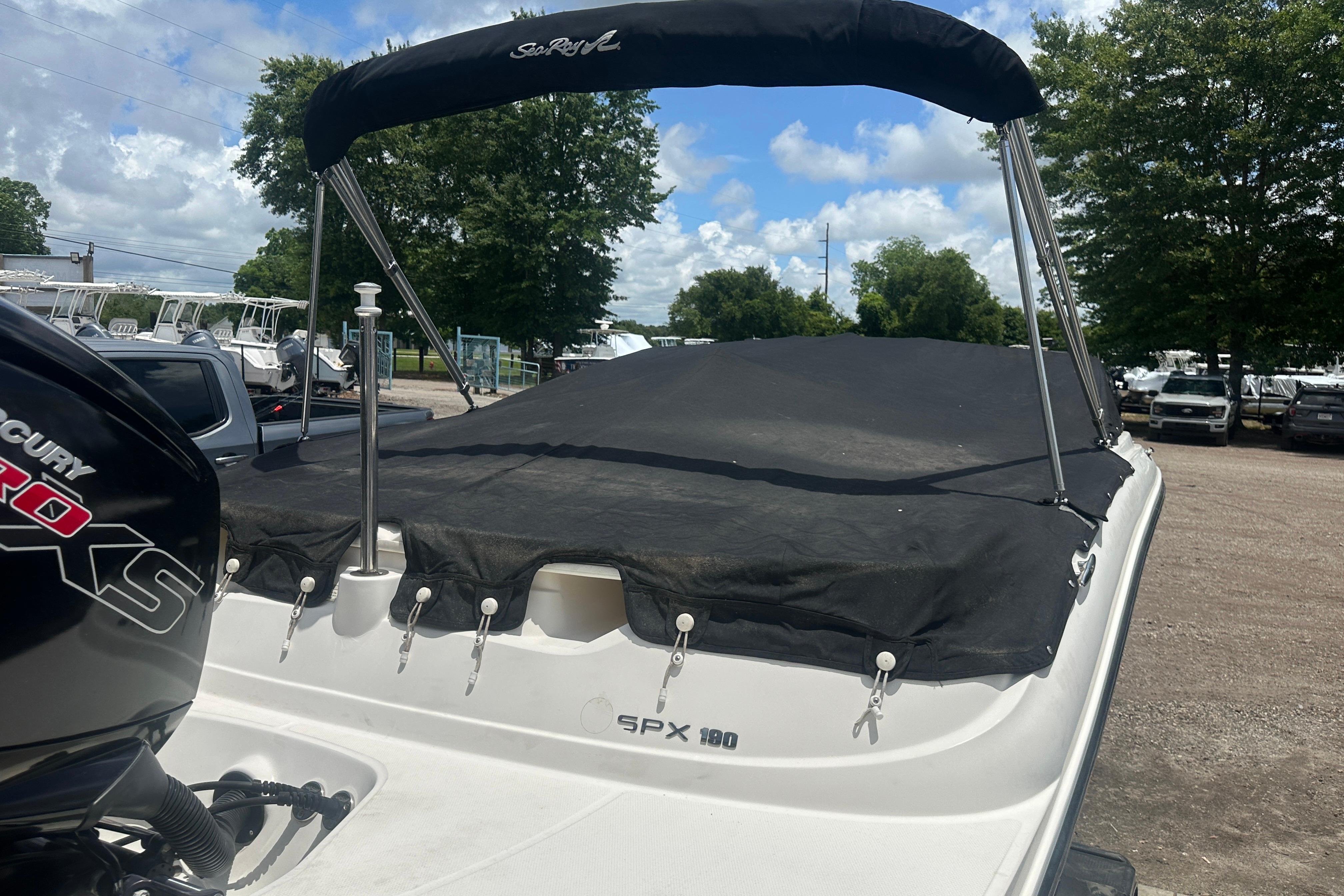 2017 Sea Ray SPX 190 Outboard boat with cover and Mercury Pro XS engine.