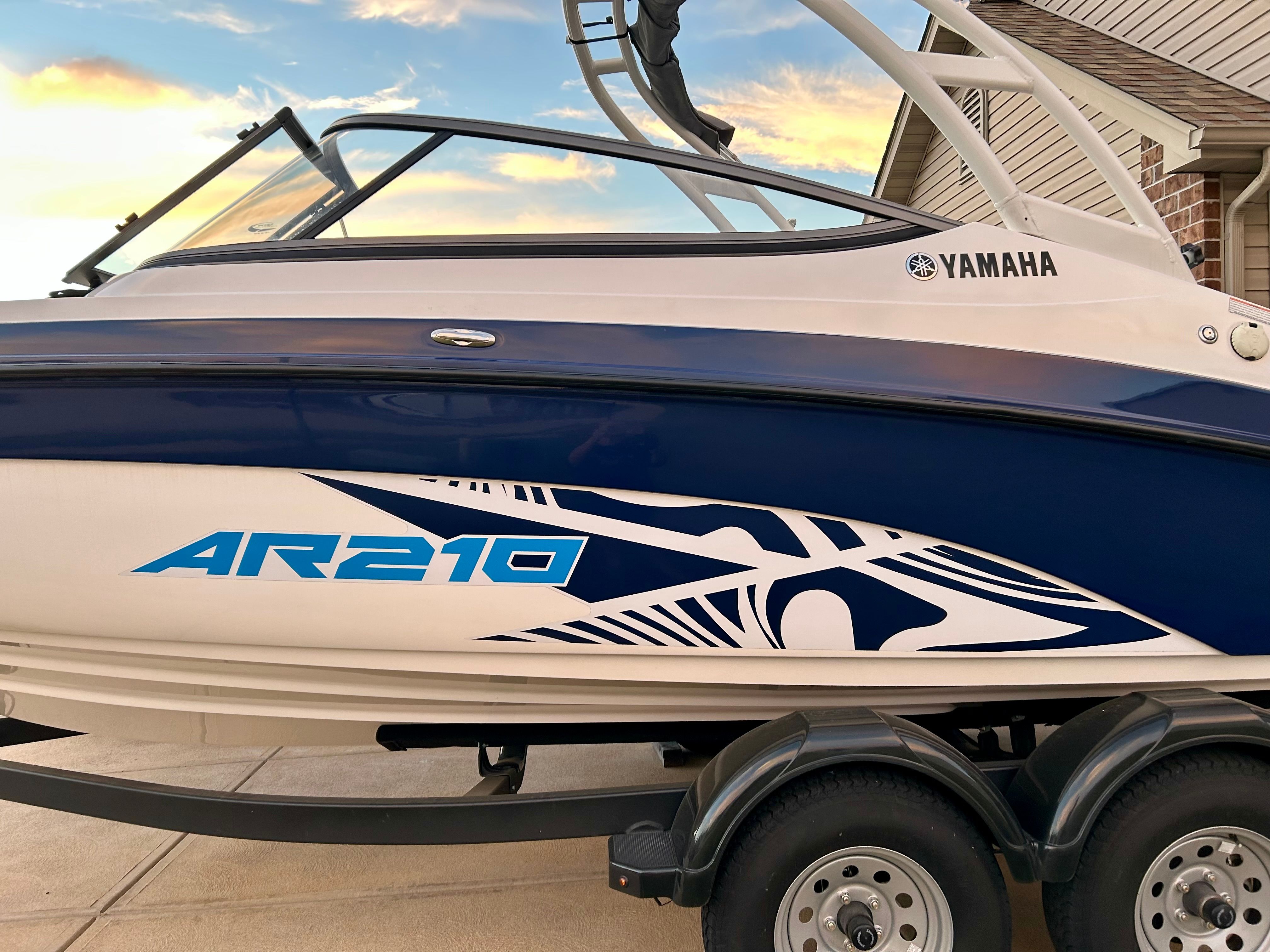 Yamaha AR210 boat on a trailer, ready for the water.