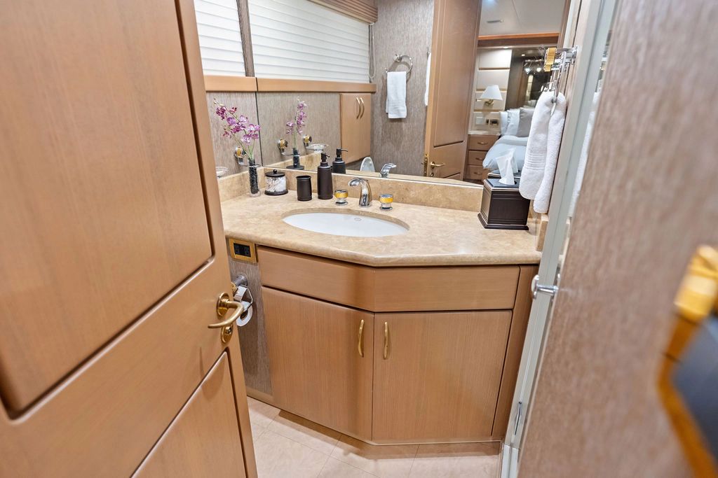 Luxurious bathroom on Westport 112 yacht, built in 1999.