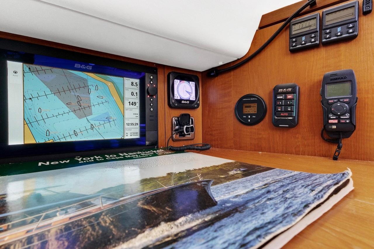 Navigation equipment on a 2011 Southerly 57 RS yacht, featuring B&G displays and controls.