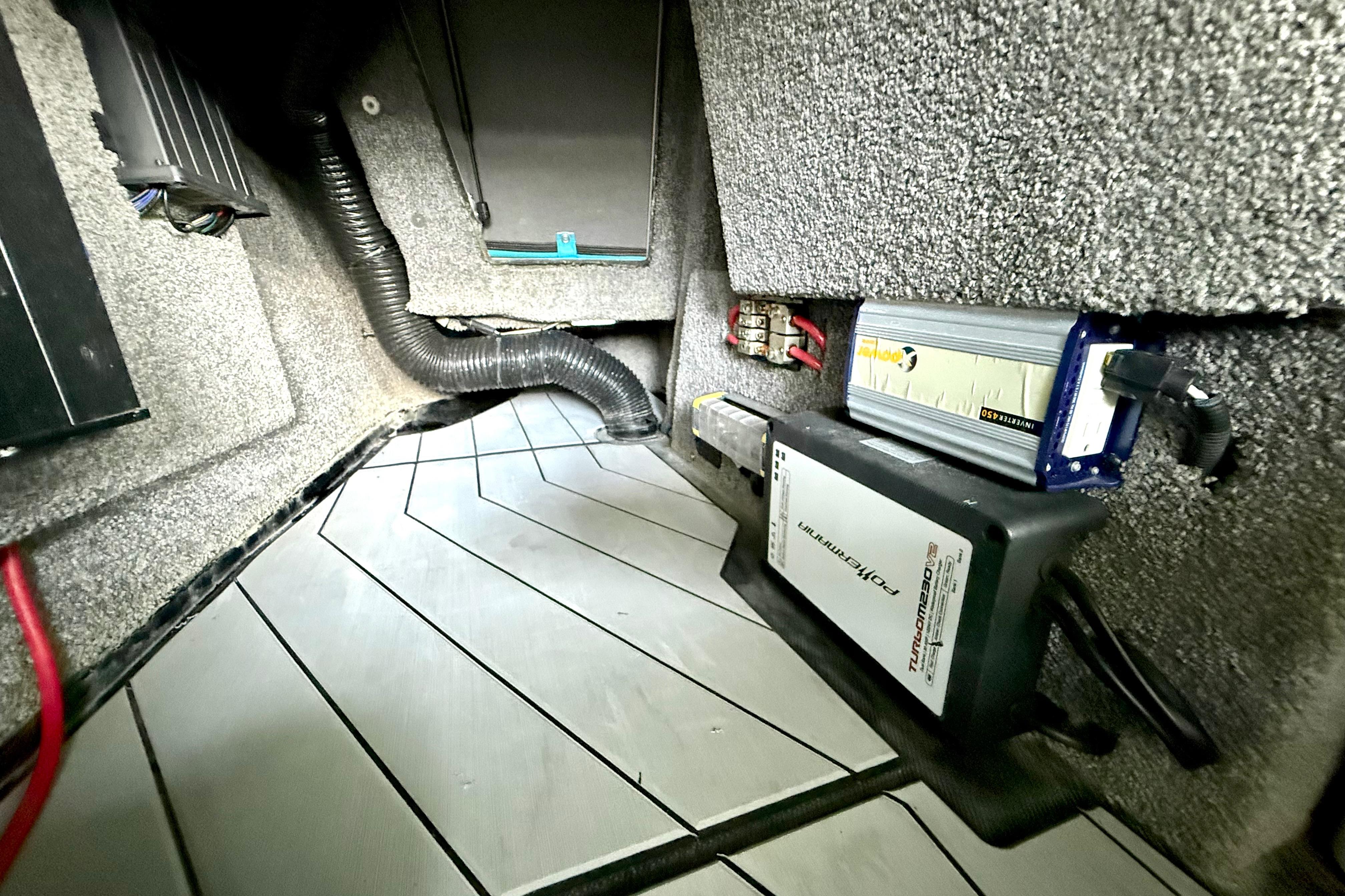 2017 Malibu M235 interior wiring and components, featuring electrical systems and carpeted surfaces.