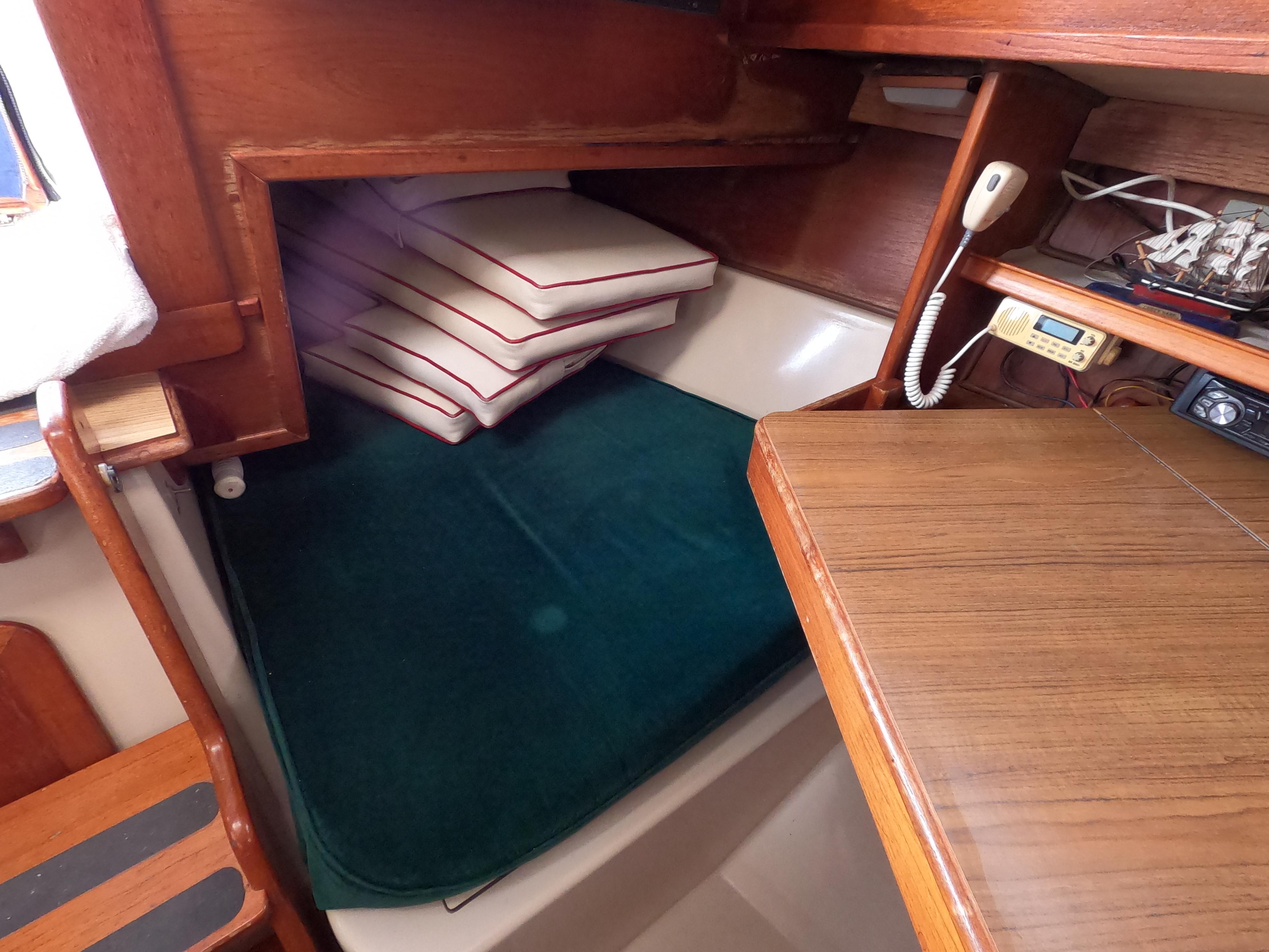Interior of a 1982 Irwin 34 Citation yacht with sleeping area.