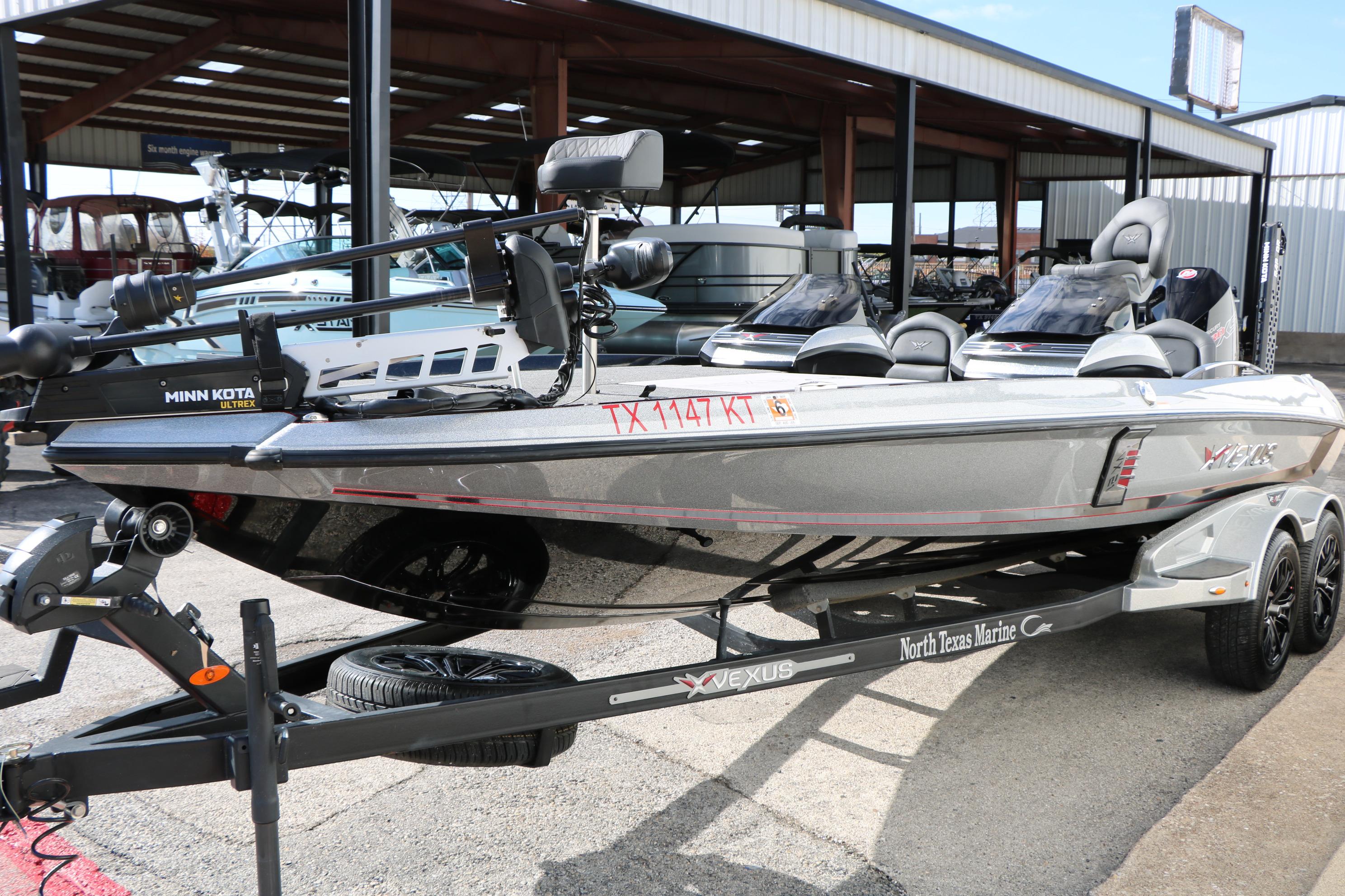 2022 Vexus VX21 boat on trailer at North Texas Marine dealership.