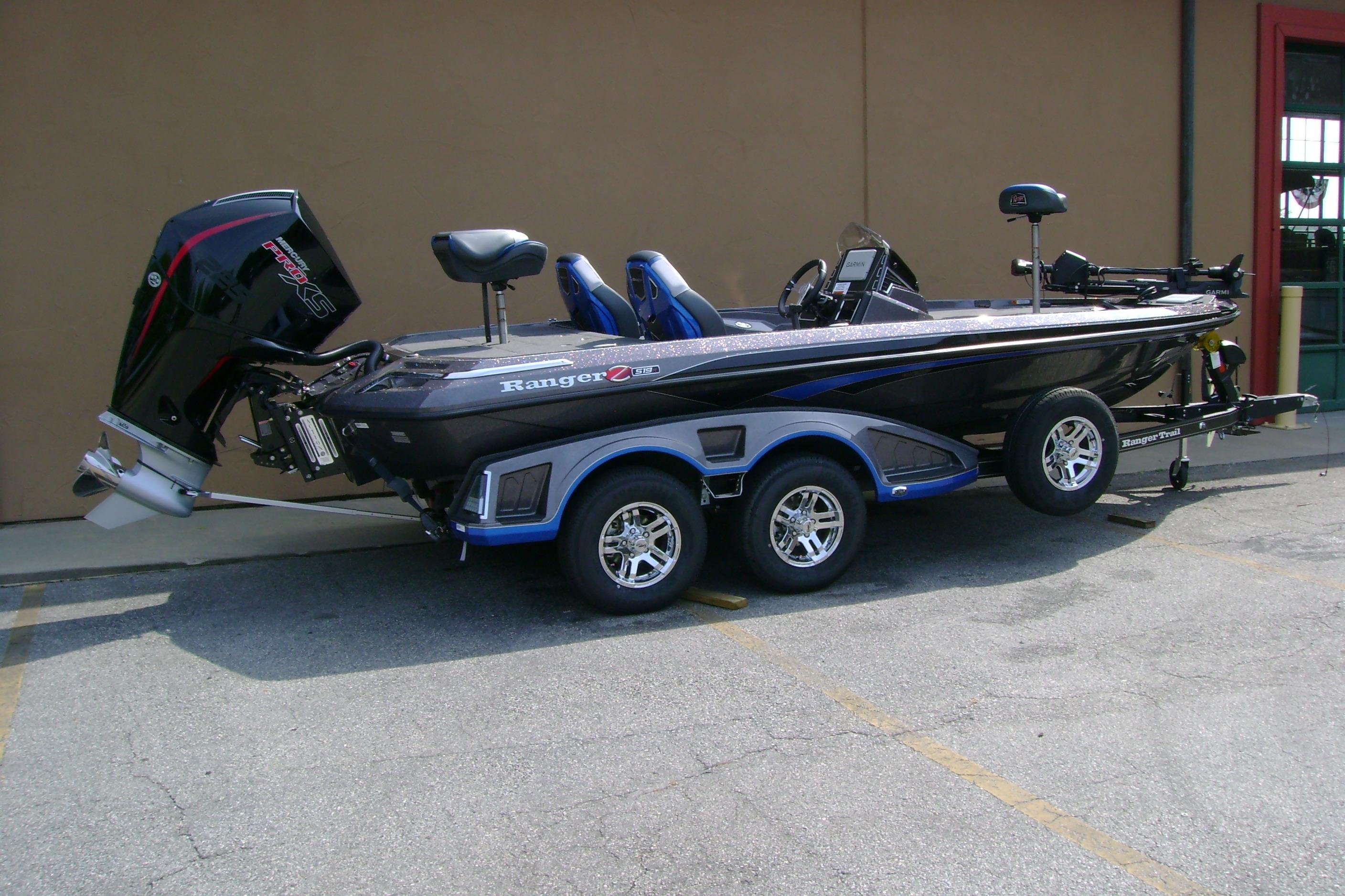 2026 Ranger Z519R Cup-Equipped boat on trailer, featuring sleek design and powerful engine.