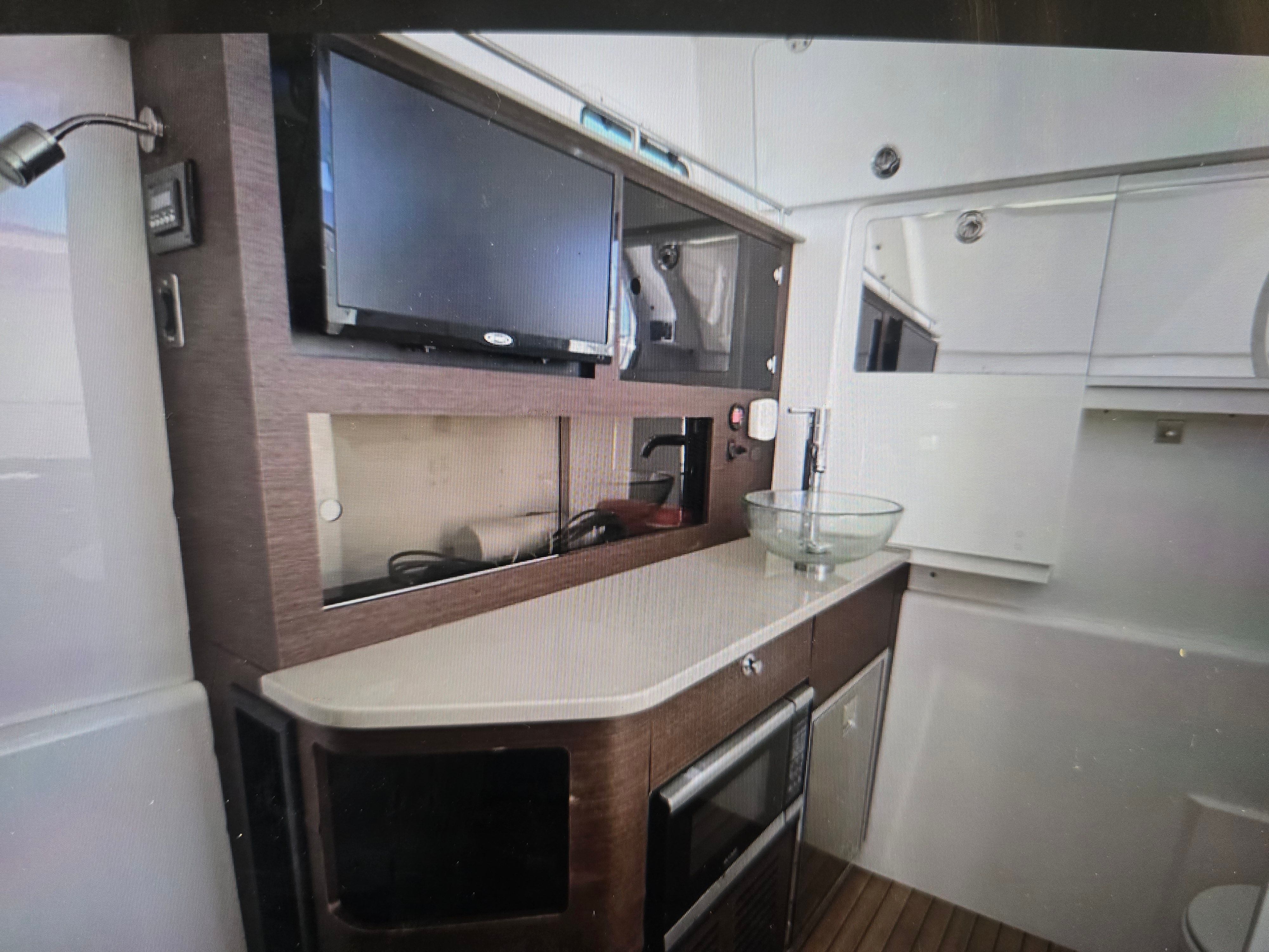 Interior of 2019 Everglades 435 Center Console with modern amenities.
