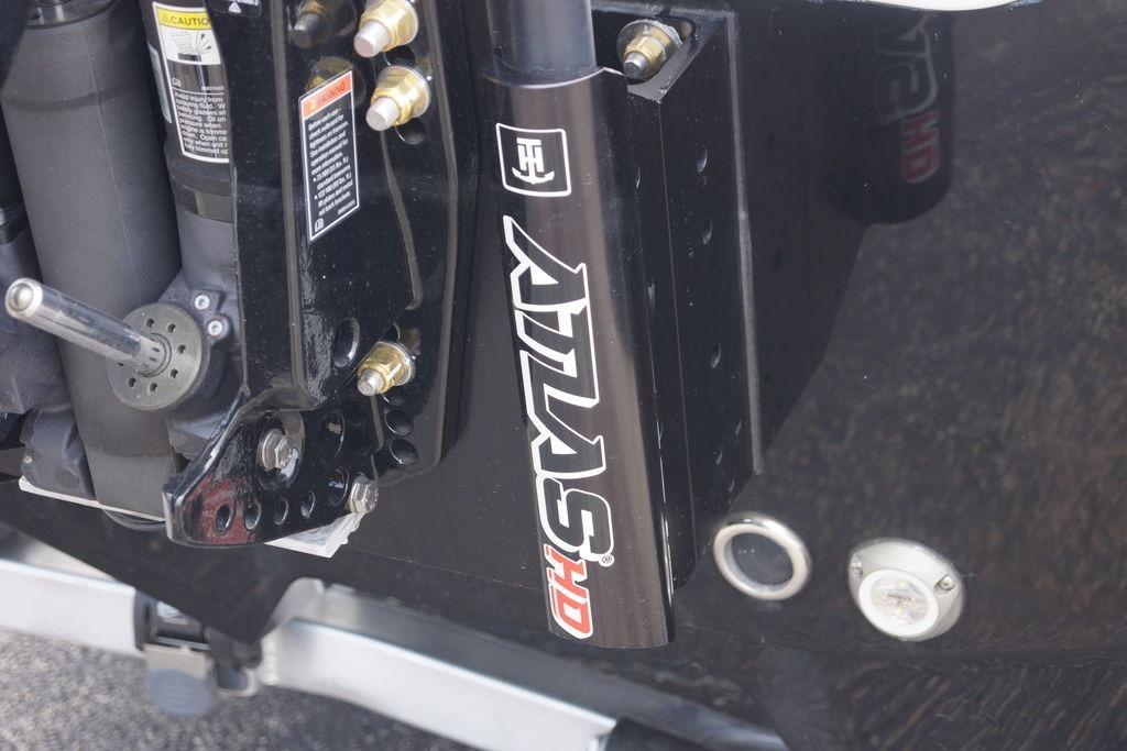 Close-up of 2027 Tidewater 2500 Carolina Bay boat's hydraulic system components.