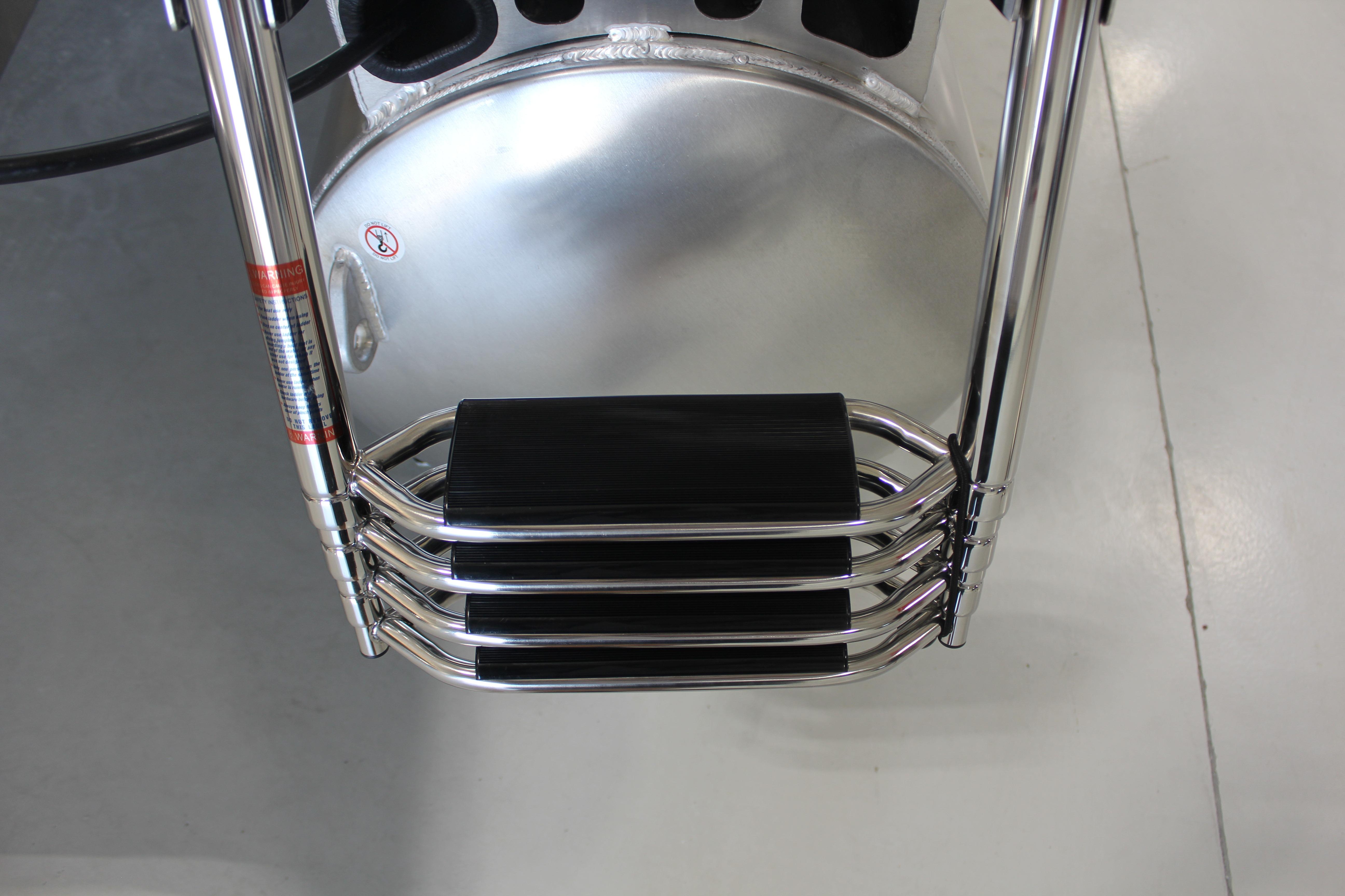 2026 Sun Tracker Party Barge 22 DLX ladder detail with stainless steel steps.