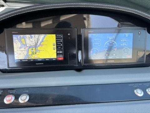 Garmin navigation systems in a 2020 Cobalt SC23 boat.