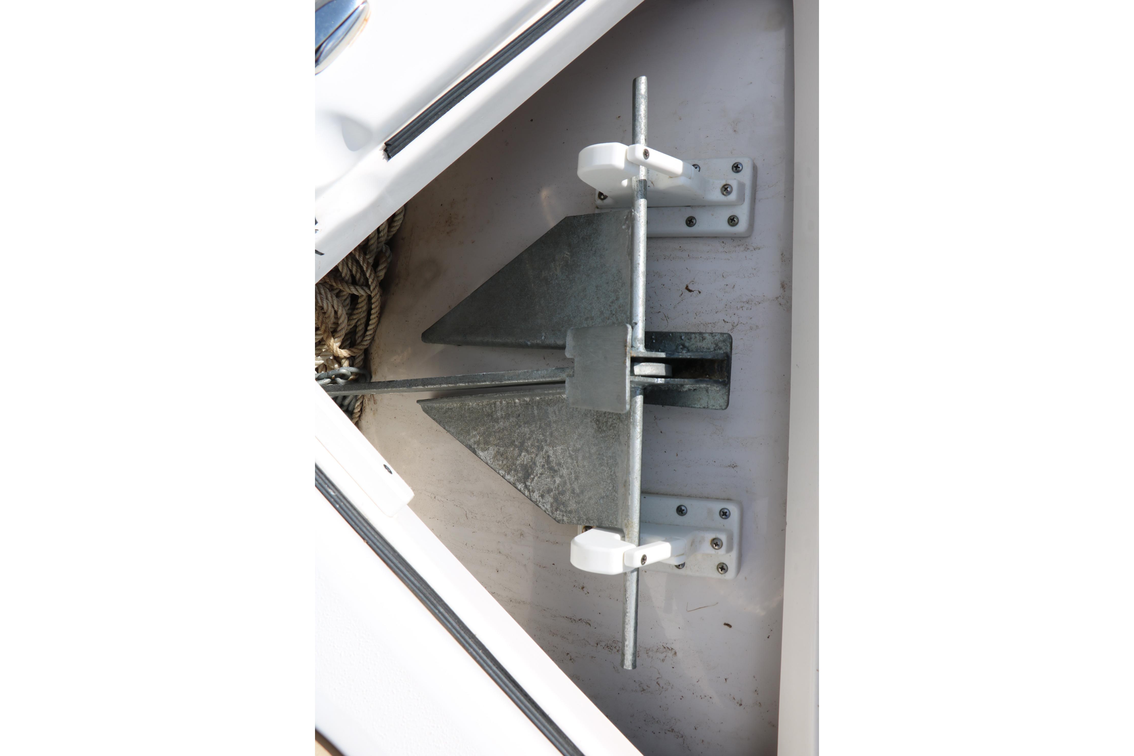 Anchor storage compartment on a 2017 Sea Fox 226 Traveler boat.