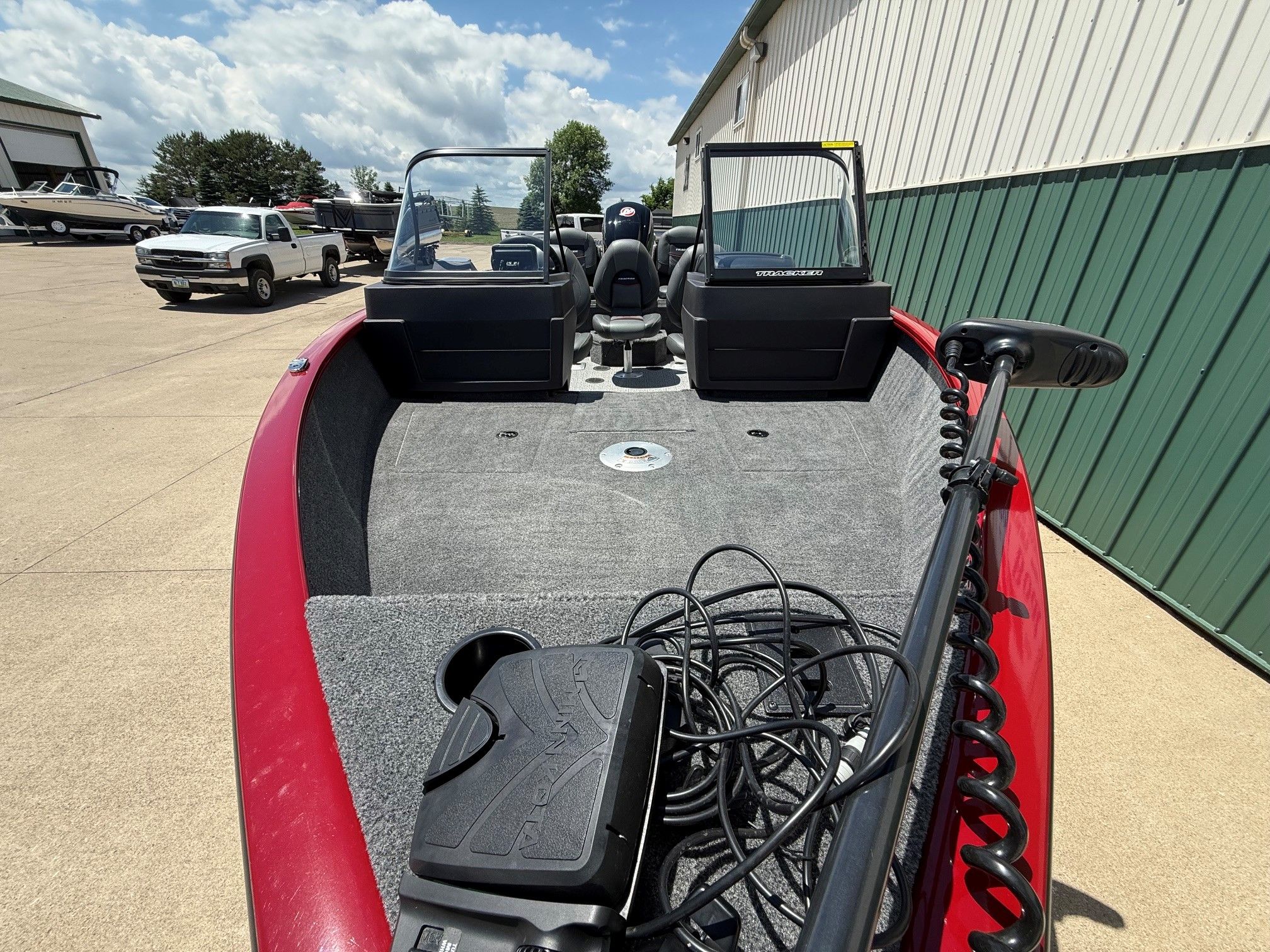 2024 Tracker Pro Guide V175 boat on parking lot.