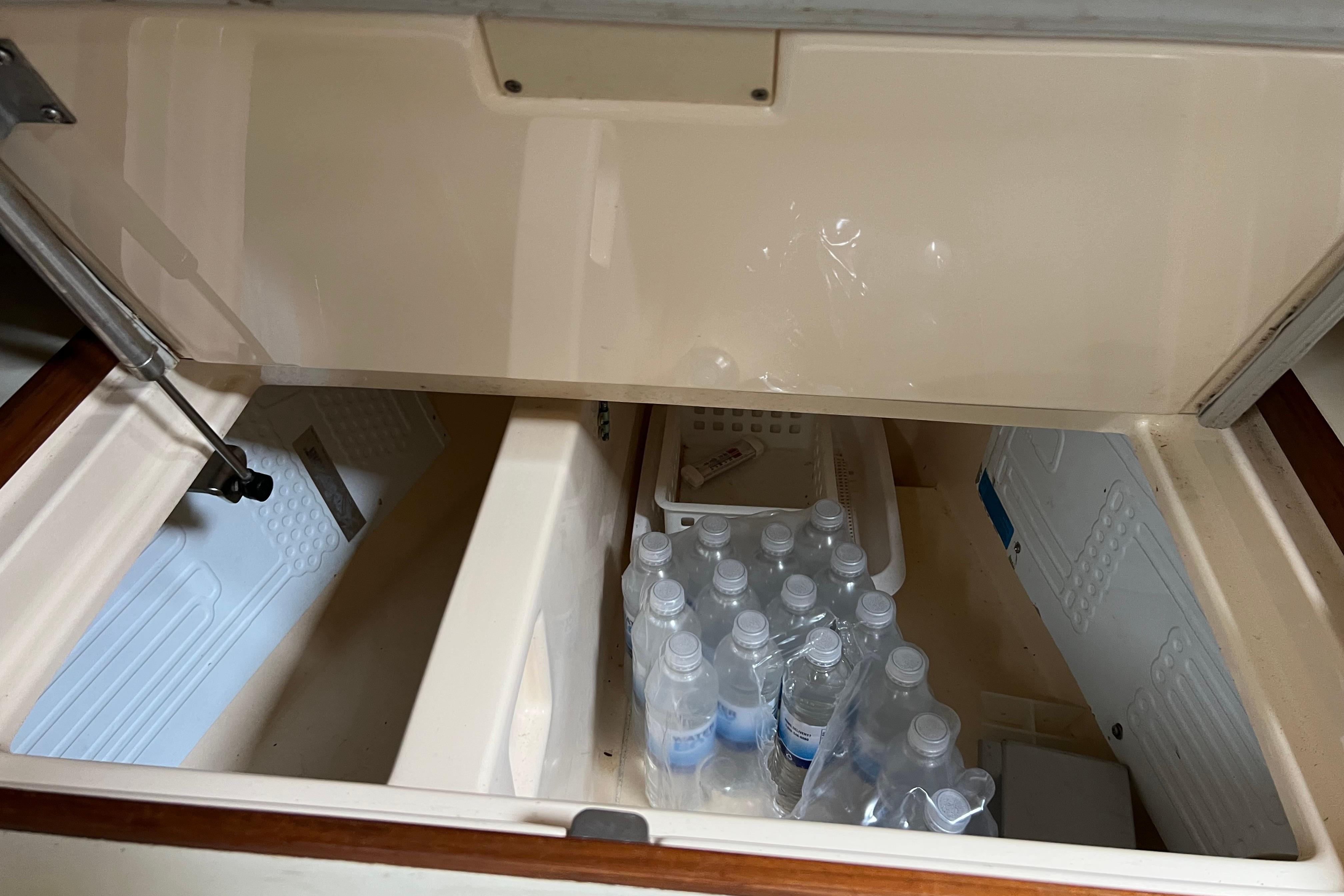 Refrigerator/freezer compartment on a 2002 Island Packet 380 yacht