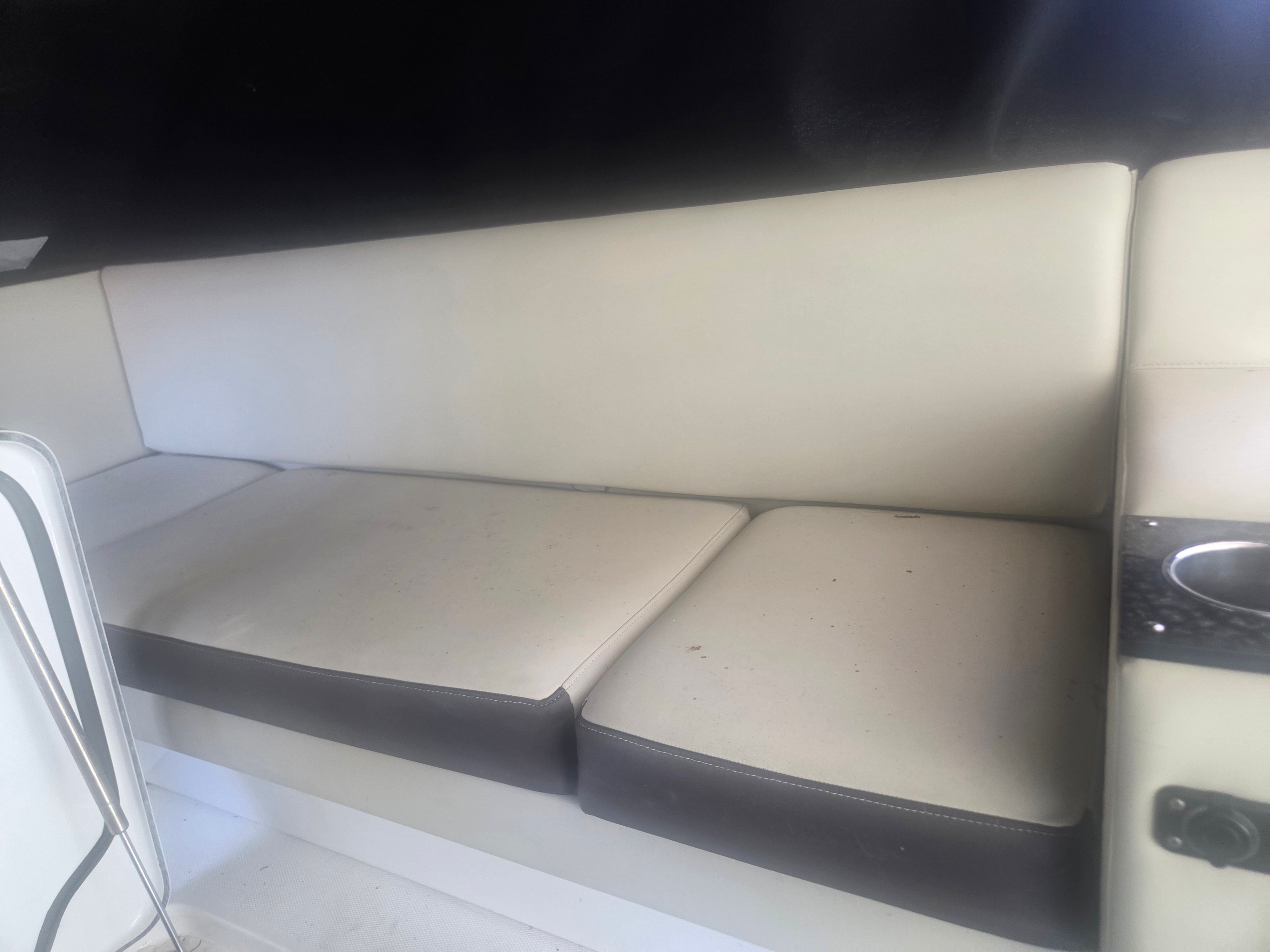 Interior of a 2019 Monterey 360SC with cream-colored seating.