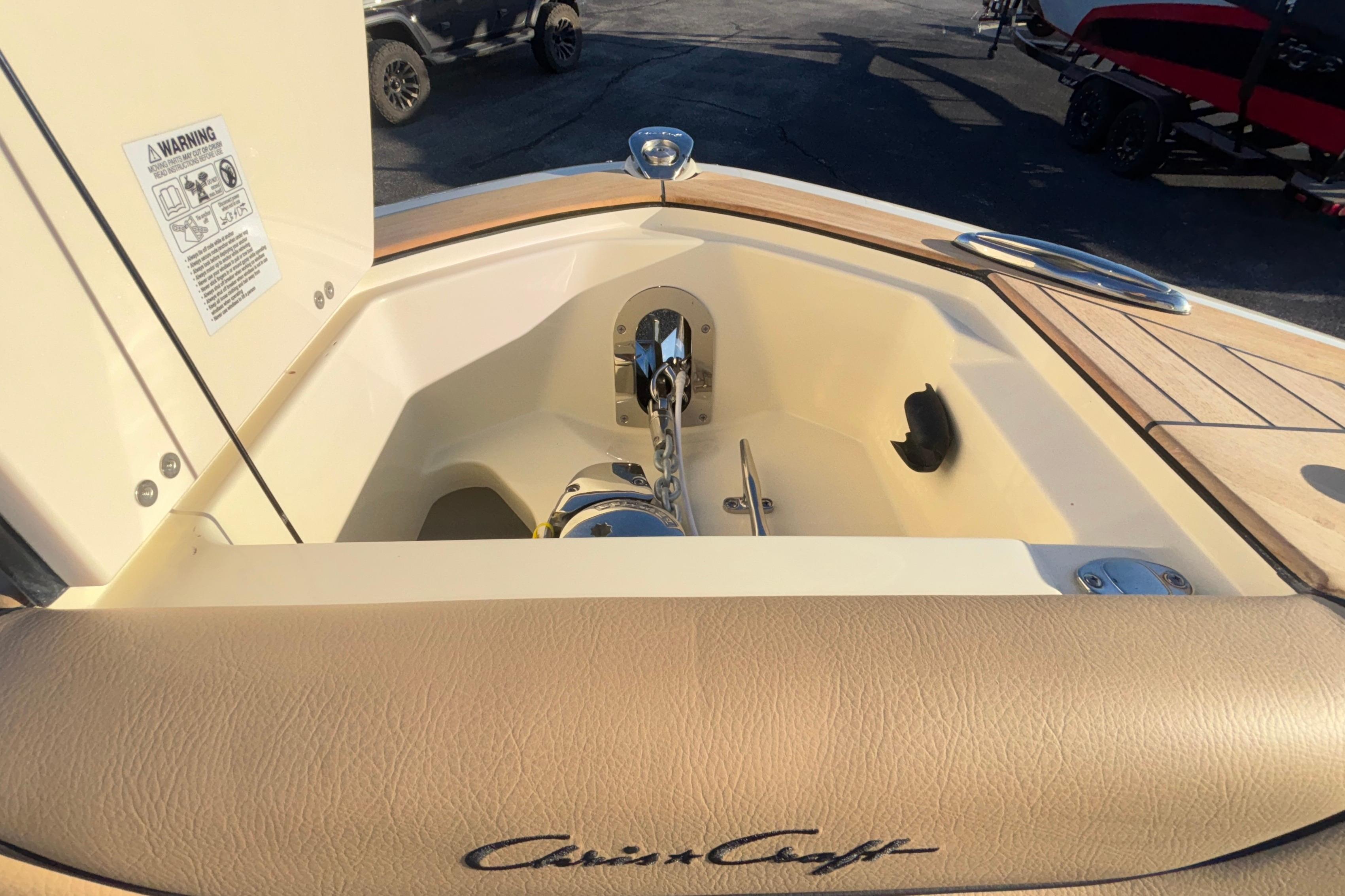 2026 Chris-Craft Sportster 28 boat interior, featuring elegant design and premium materials.