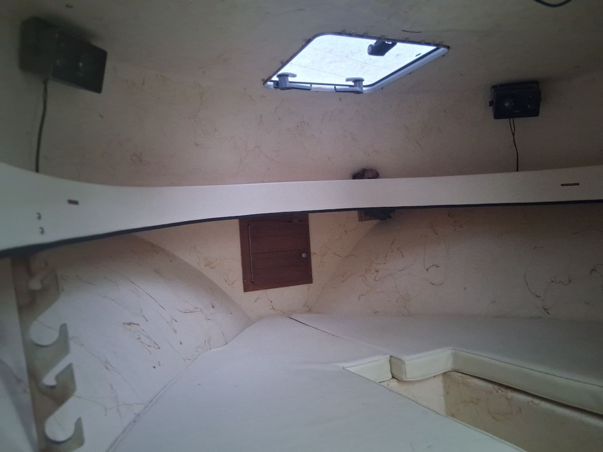 Interior of a 1987 Parker Sou'wester with overhead hatch.